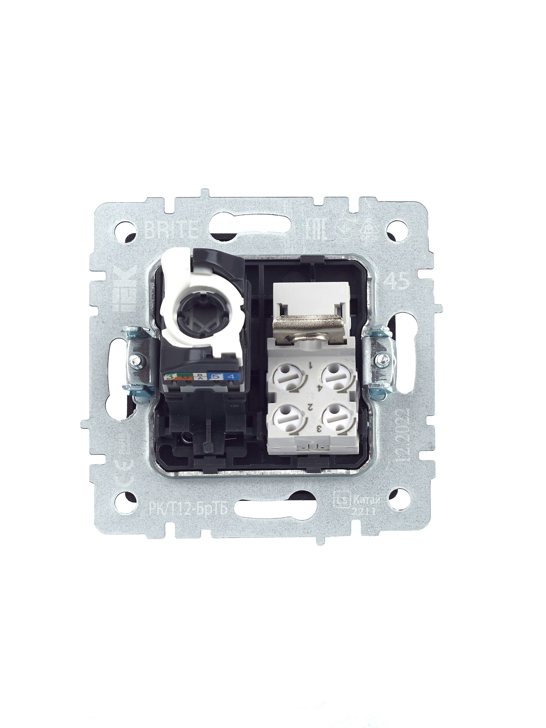 BRITE Розетка двойная RJ11+RJ45 кат.5E РК/Т12-БрТБ темная бронза IEK — фото