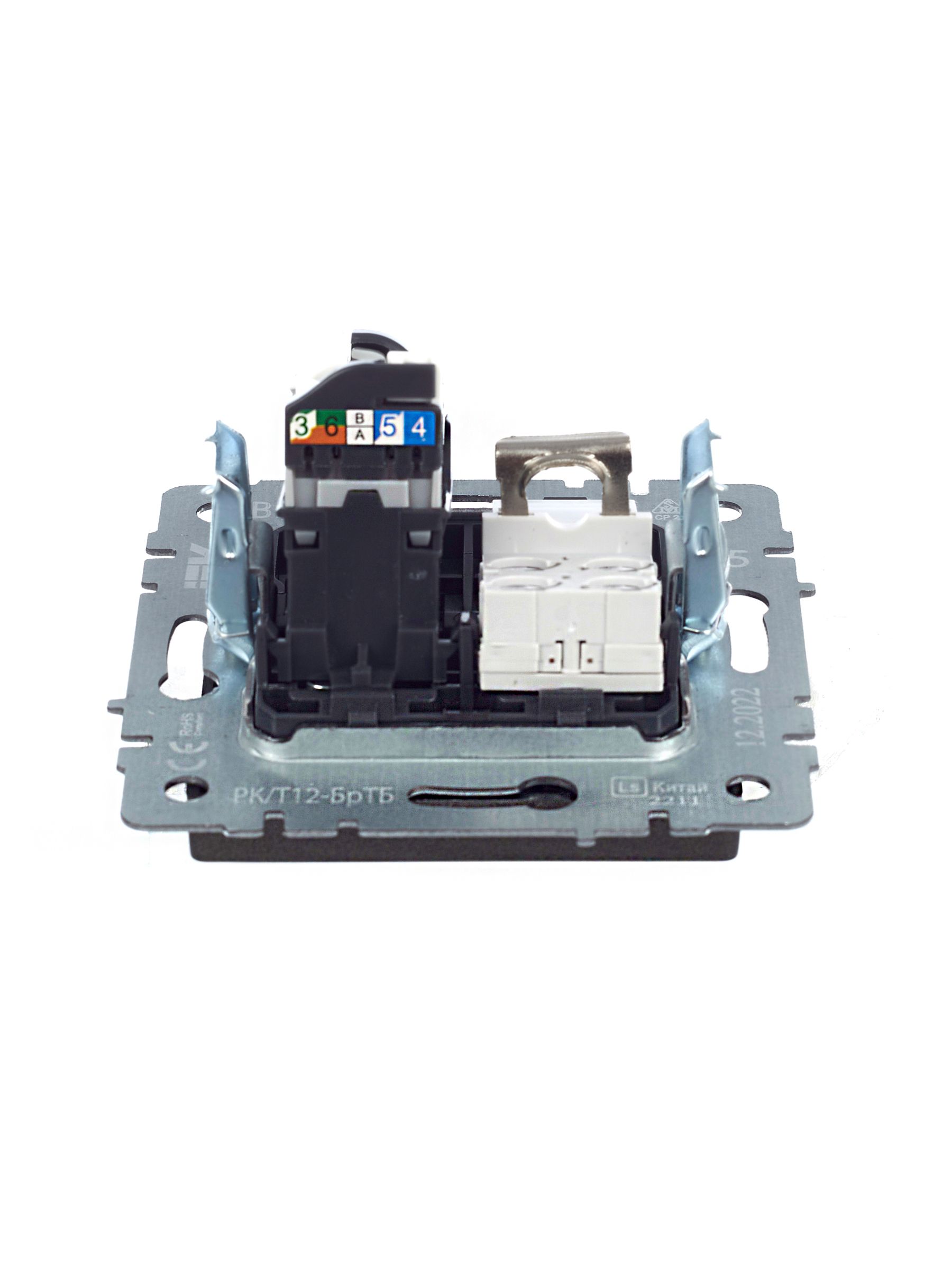 BRITE Розетка двойная RJ11+RJ45 кат.5E РК/Т12-БрТБ темная бронза IEK — фото