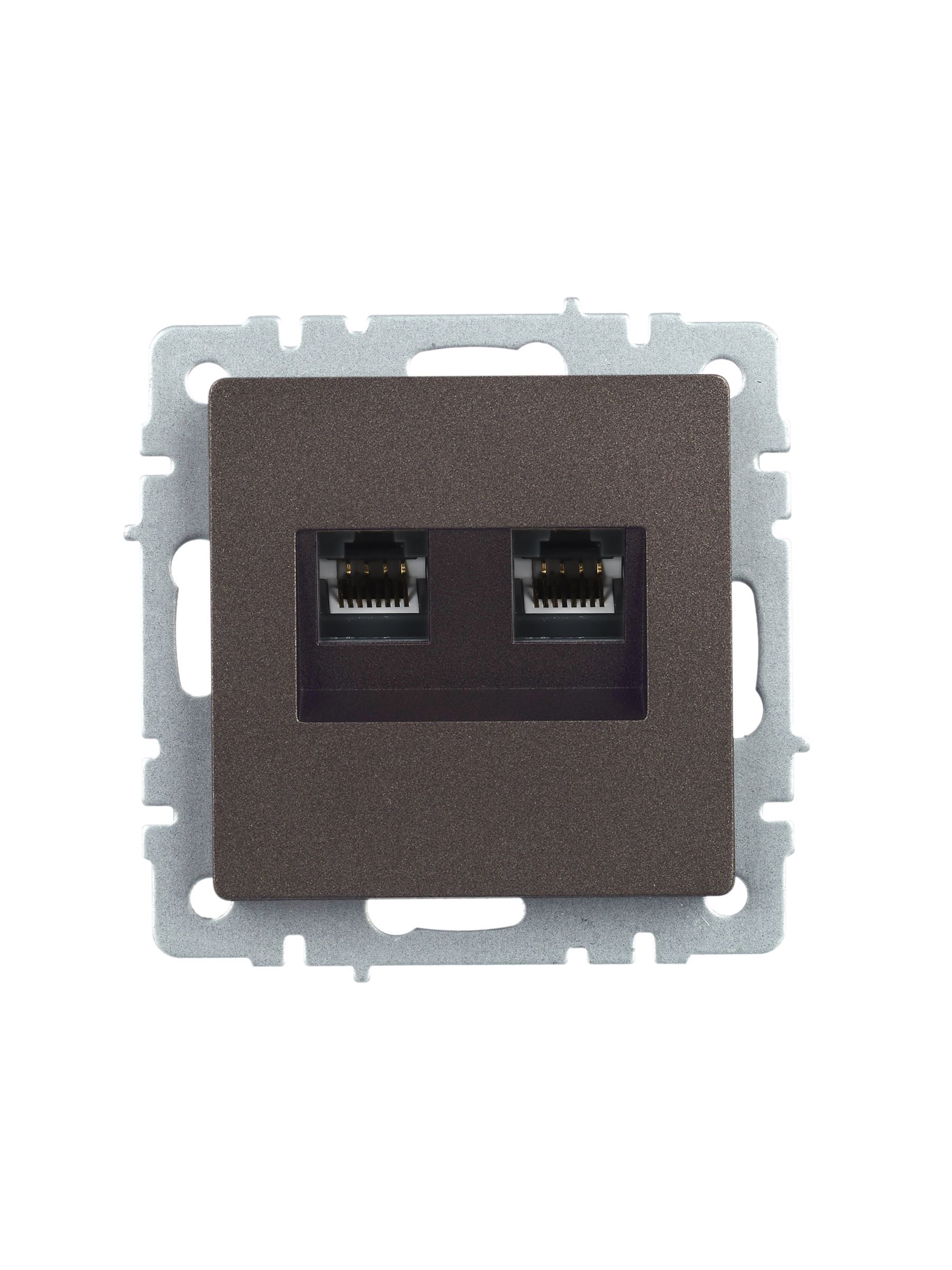 BRITE Розетка компьютерная двойная RJ45 кат.5E РК10-2-БрТБ темная бронза IEK — фото