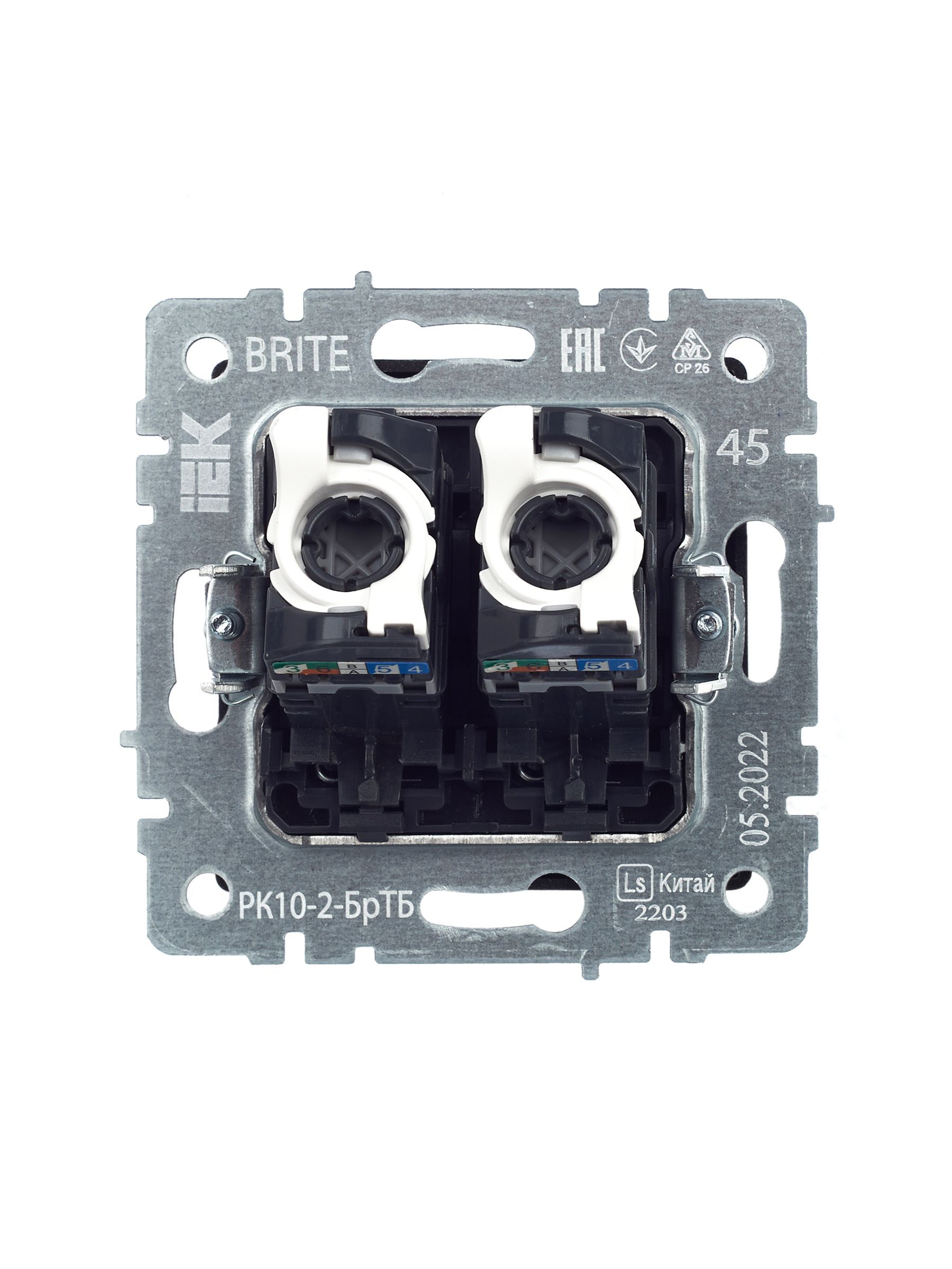 BRITE Розетка компьютерная двойная RJ45 кат.5E РК10-2-БрТБ темная бронза IEK — фото