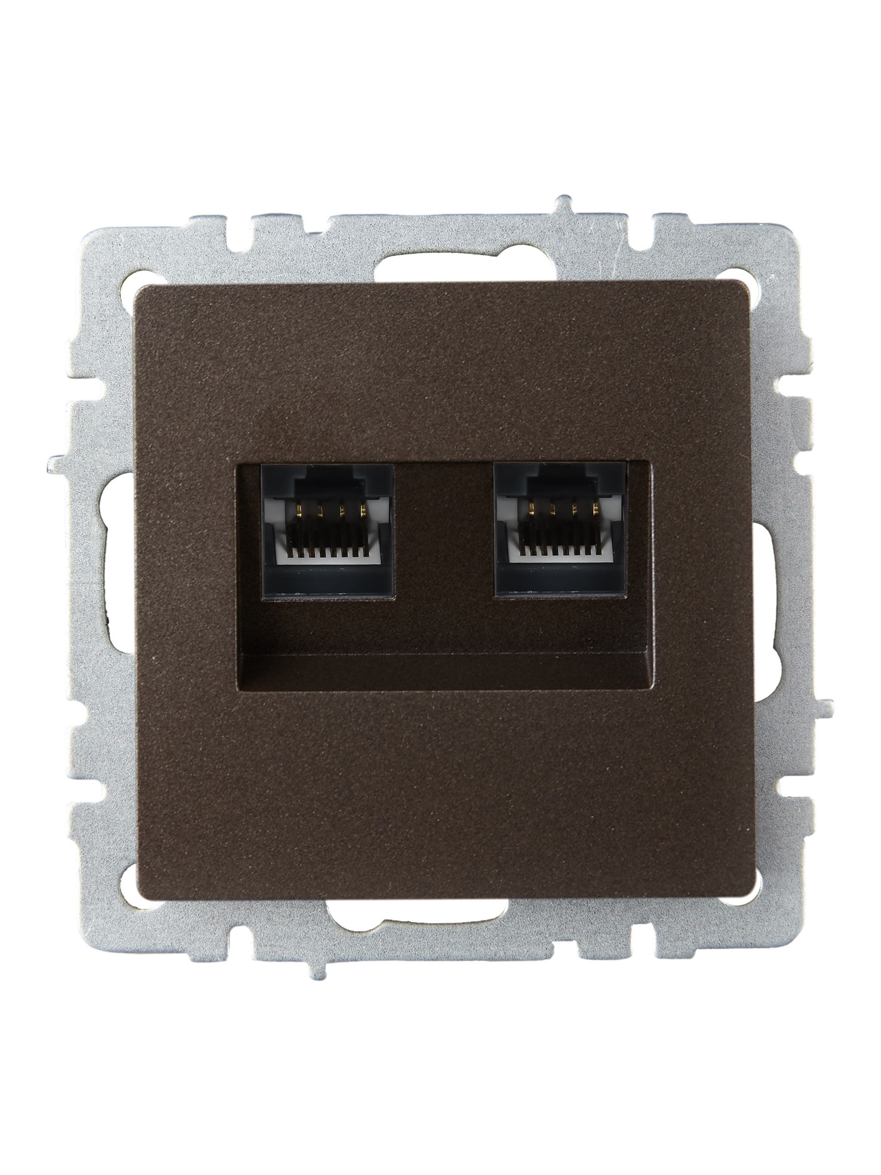 BRITE Розетка компьютерная двойная RJ45 кат.6 РК11-2-БрТБ темная бронза IEK — фото