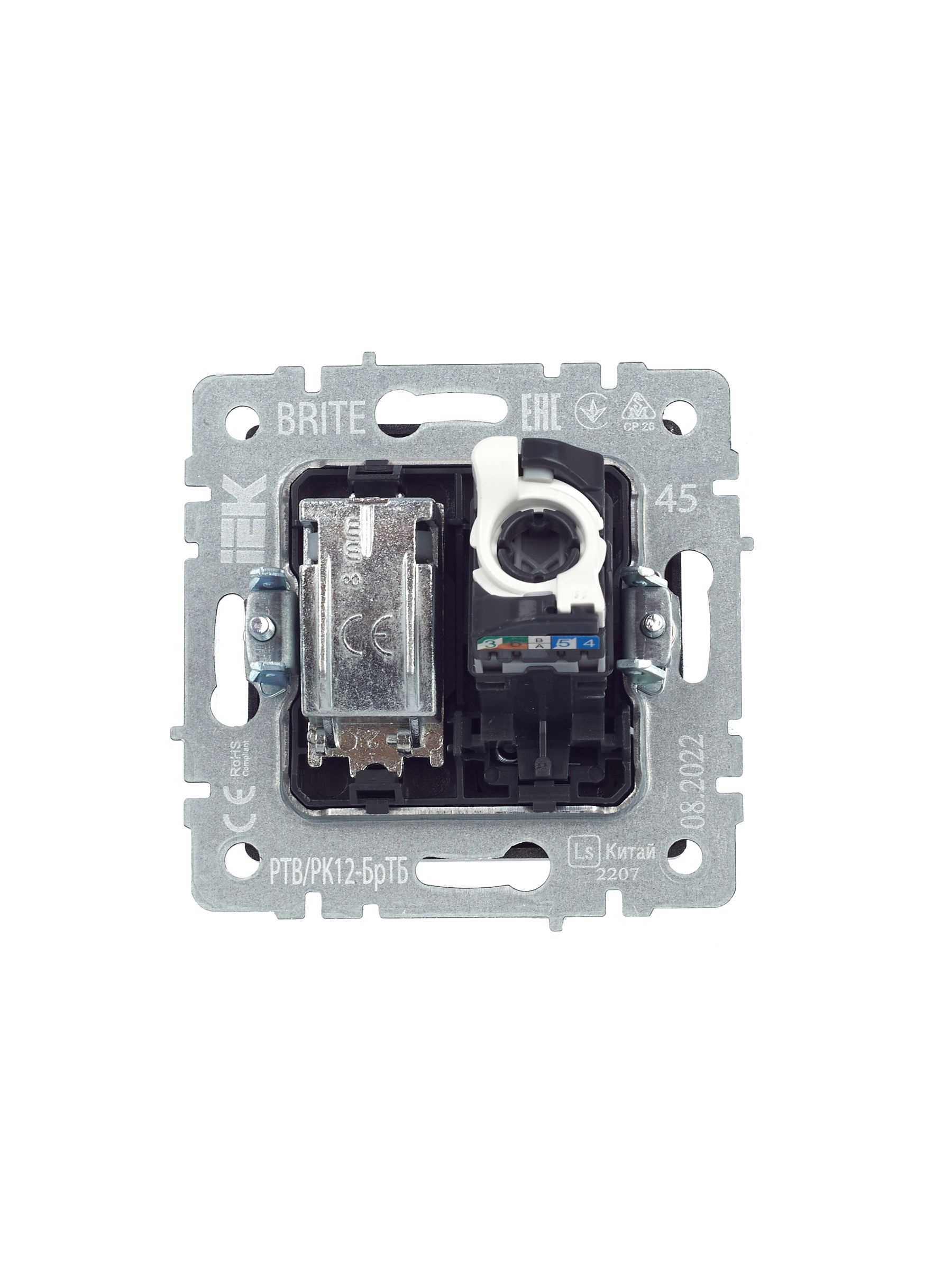 BRITE Розетка двойная TV+RJ45 кат.5E РТВ/РК12-БрТБ темная бронза IEK — фото