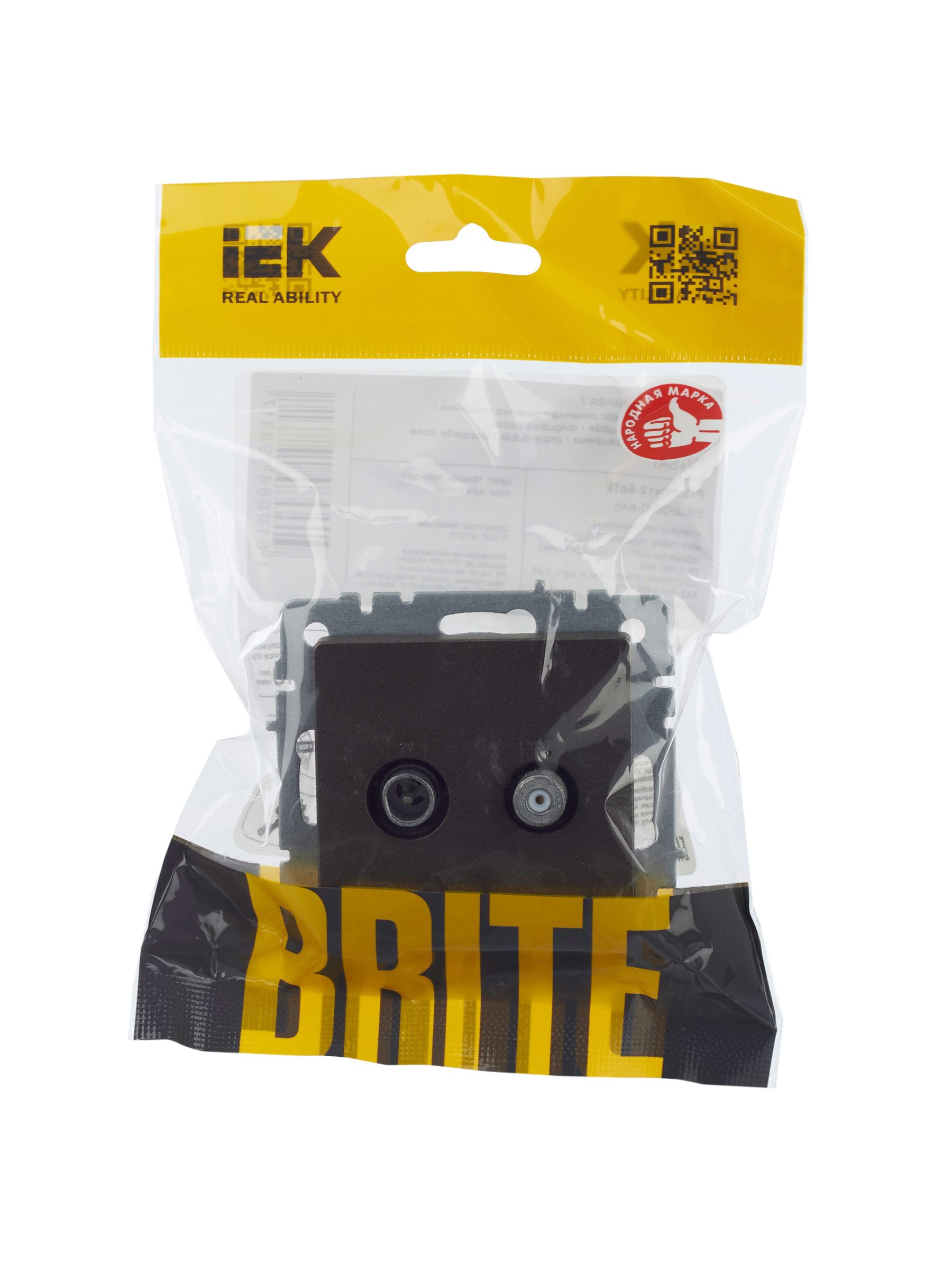 BRITE Розетка двойная TV+SAT РТВ/РСп12-БрТБ темная бронза IEK — фото