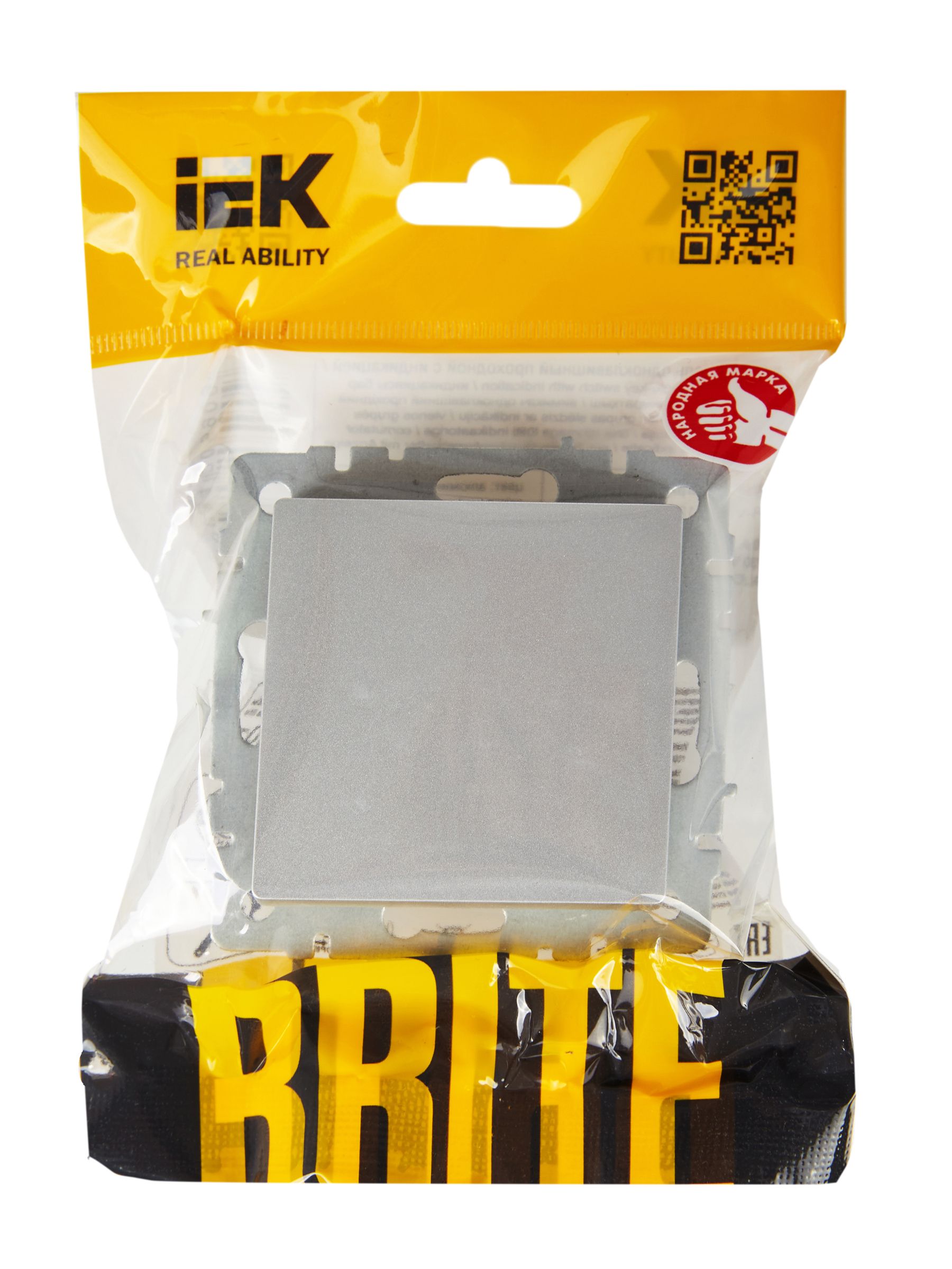 BRITE Выключатель 1-клавишный проходной 10А ВС10-1-6-БрА алюминий IEK — фото