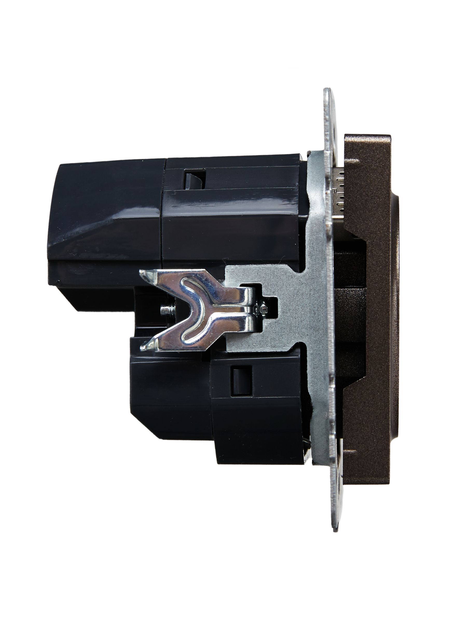 BRITE Розетка 1-местная с заземлением с защитными шторками 16А с USB A+A 5В 2,1А РЮш10-1-БрТБ темная бронза IEK — фото