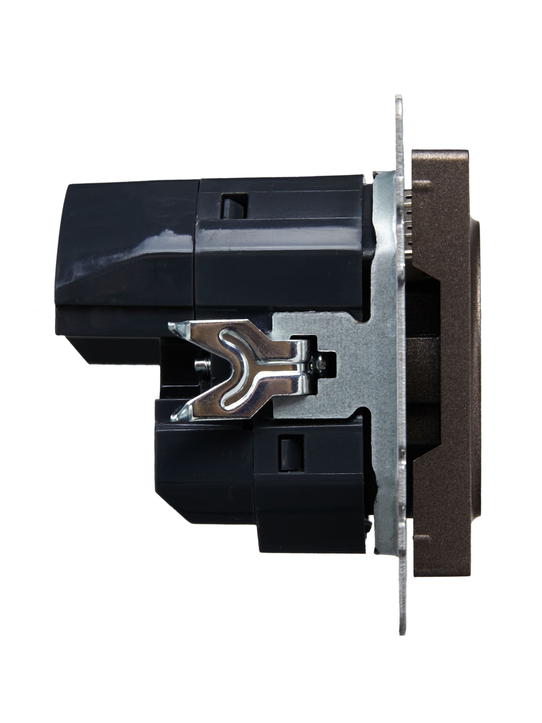 BRITE Розетка 1-местная с заземлением с защитными шторками 16А с USB A+C 18Вт РЮш11-1-БрТБ темная бронза IEK — фото