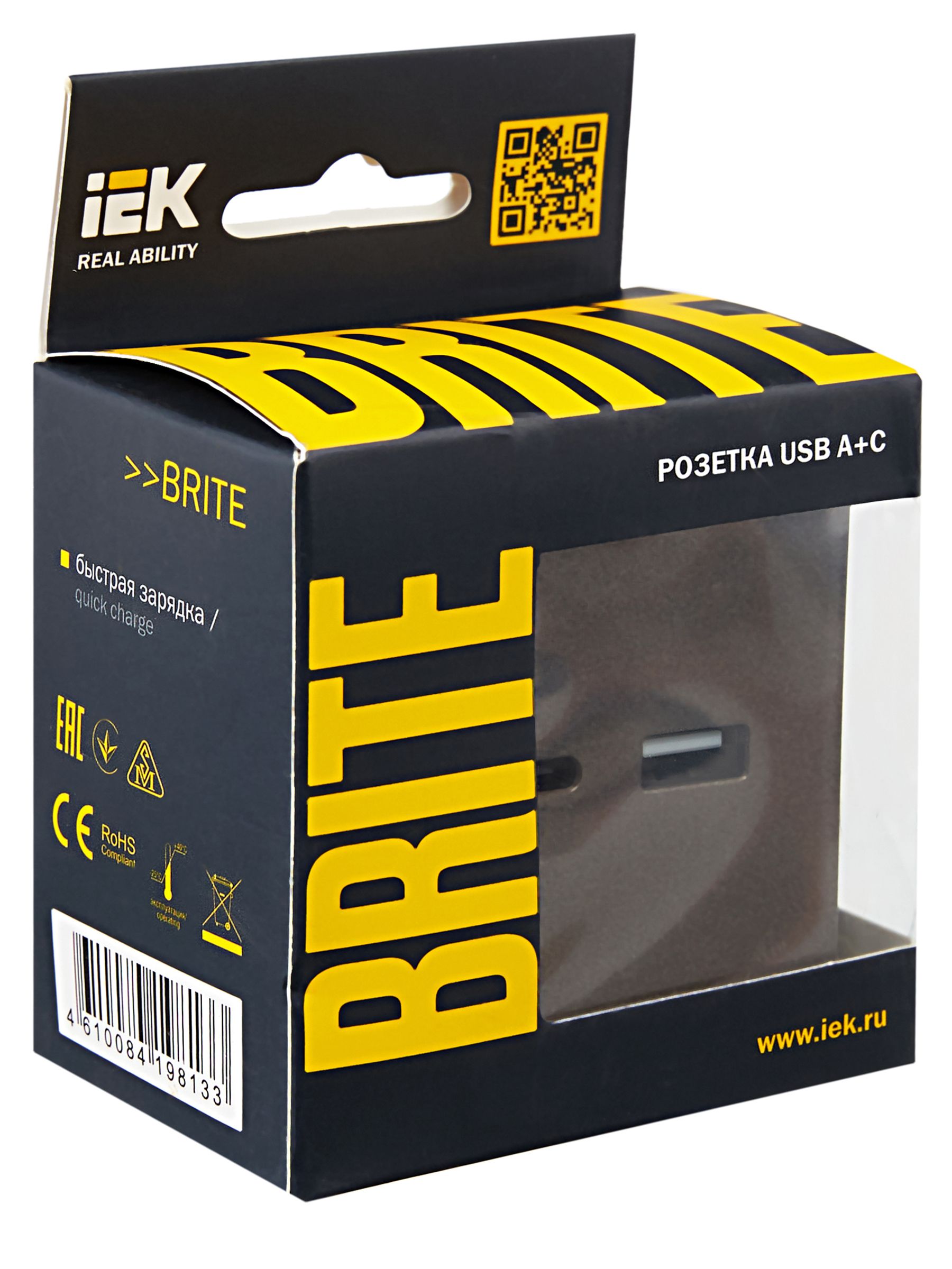 BRITE Розетка USB A+C 18Вт РЮ11-1-БрТБ темная бронза IEK — фото