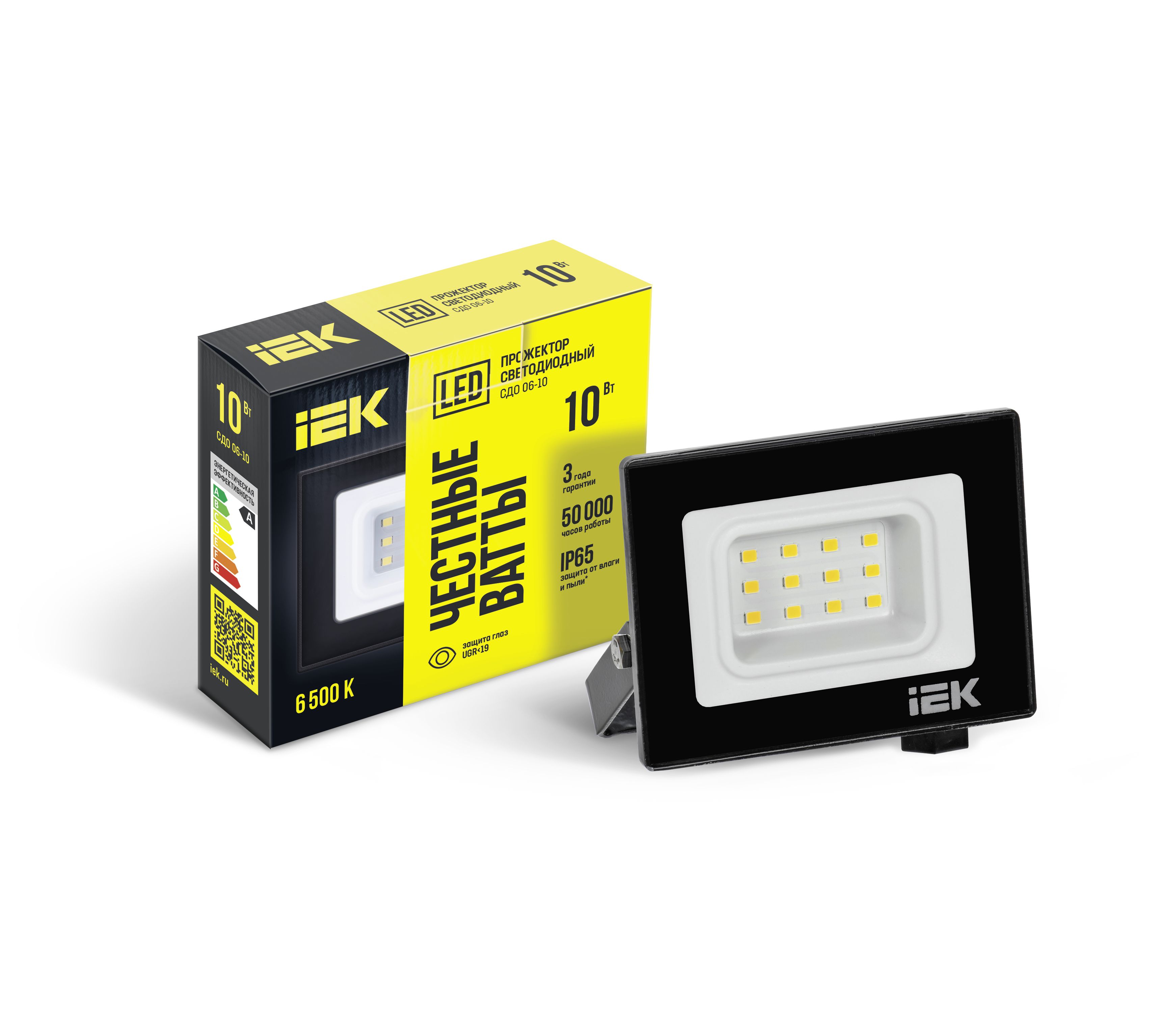 Прожектор СДО 06-10 светодиодный черный IP65 6500K IEK — фото