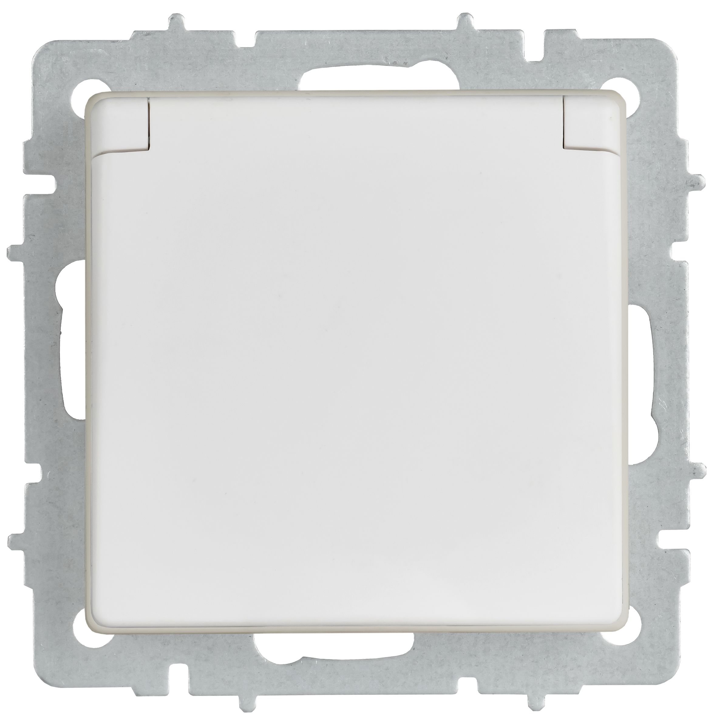 BRITE Розетка 1-местная с заземлением с защитными шторками и крышкой 16А IP44 РСбш10-3-44-БрАБ арктический белый IEK — фото