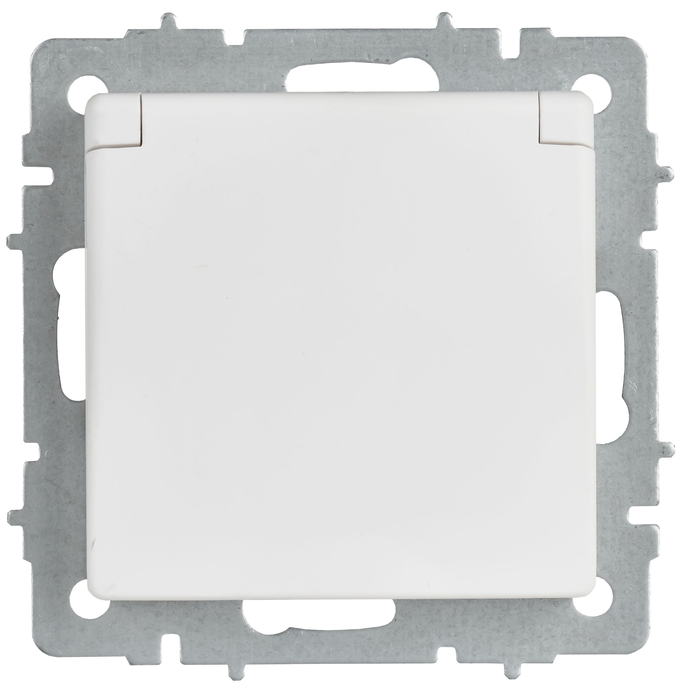 BRITE Розетка 1-местная с заземлением с защитными шторками и крышкой 16А IP20 РСбш10-3-БрАБ арктический белый IEK — фото