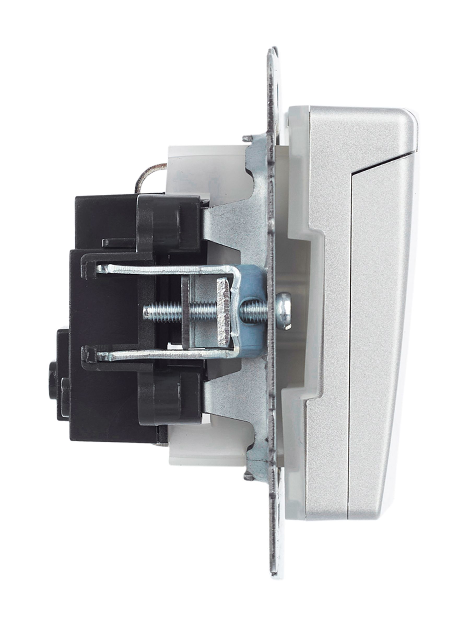 BRITE Розетка 1-местная с заземлением с защитными шторками и крышкой 16А IP44 РСбш10-3-44-БрА алюминий IEK — фото