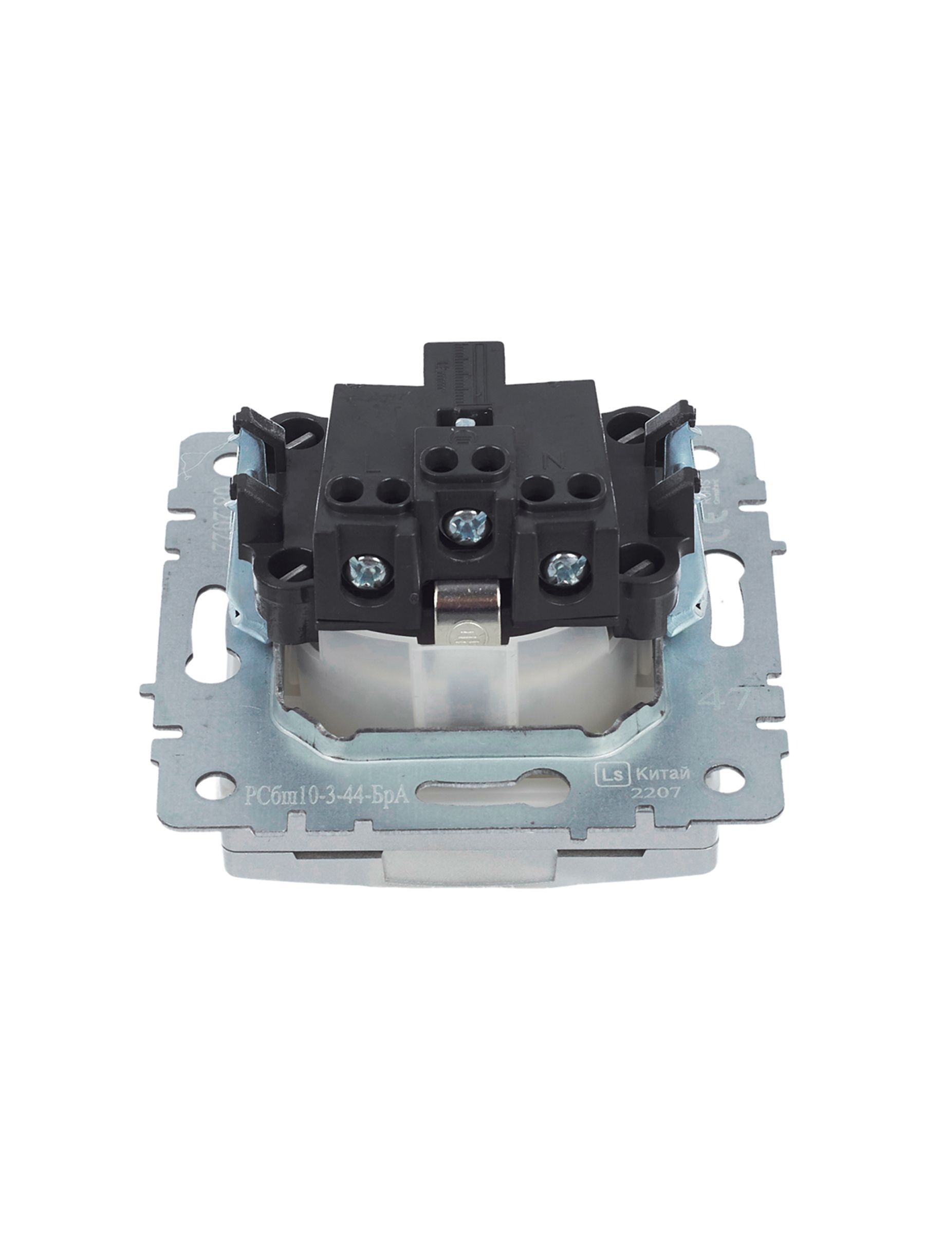 BRITE Розетка 1-местная с заземлением с защитными шторками и крышкой 16А IP44 РСбш10-3-44-БрА алюминий IEK — фото