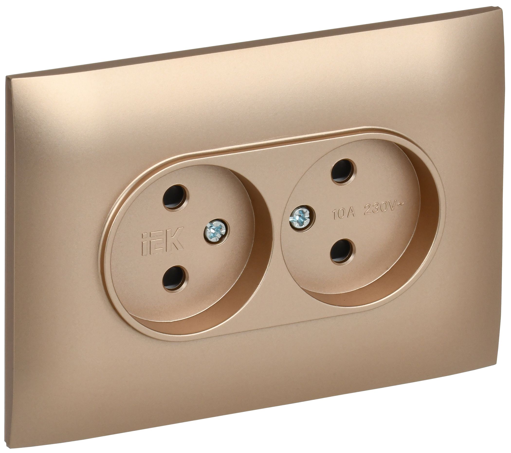 SKANDY Розетка 2-местная без заземления без защитных шторок 10А в сборе SK-R10Sa песочный IEK — фото