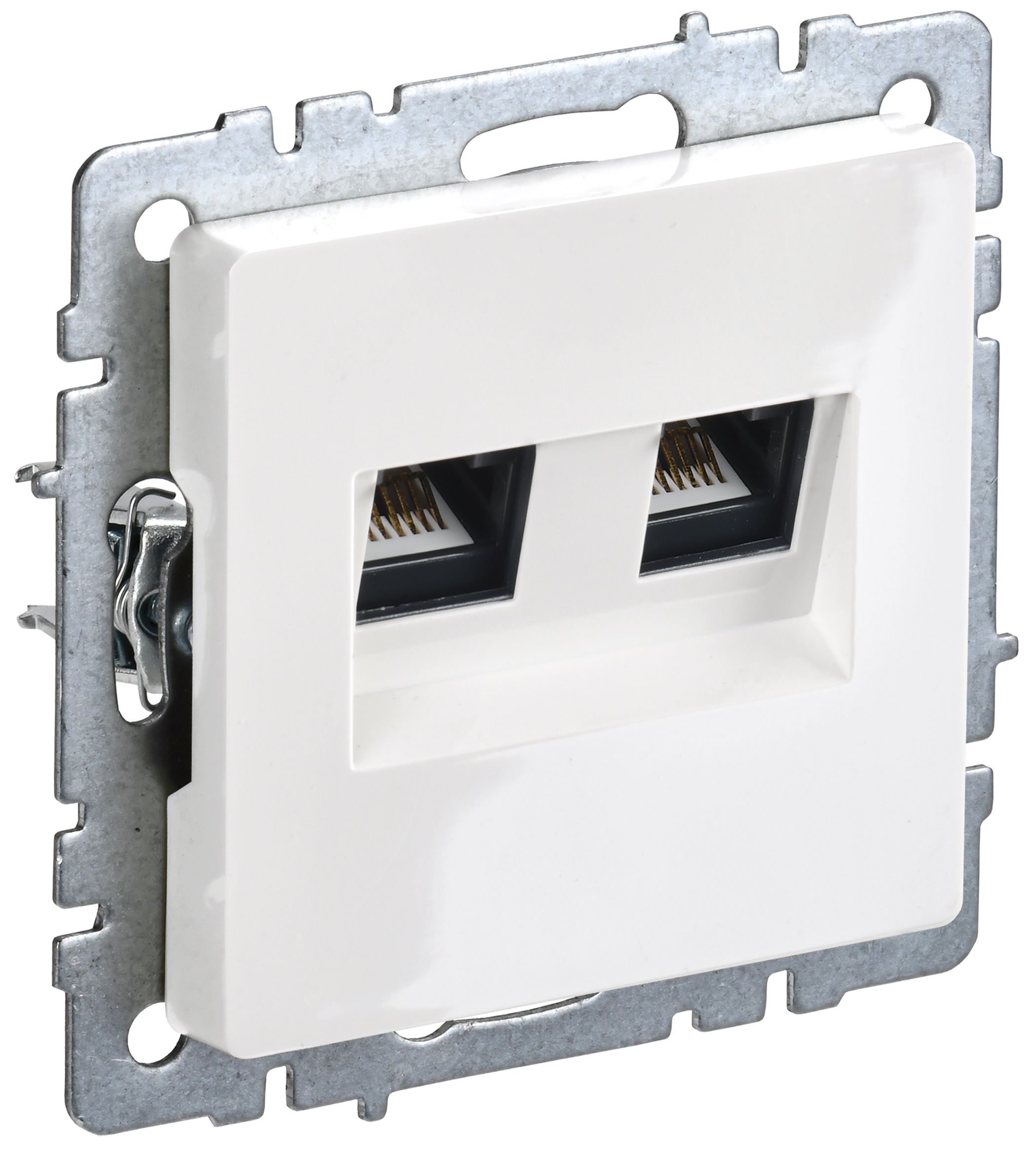 BRITE Розетка двойная RJ11+RJ45 кат.5E РК/Т12-БрБ белый IEK — фото