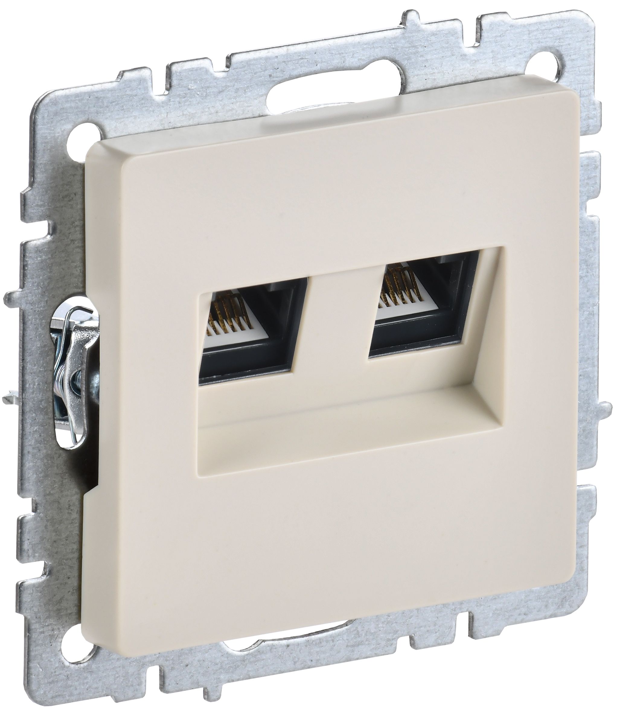 BRITE Розетка двойная RJ11+RJ45 кат.5E РК/Т12-БрКр бежевый IEK — фото