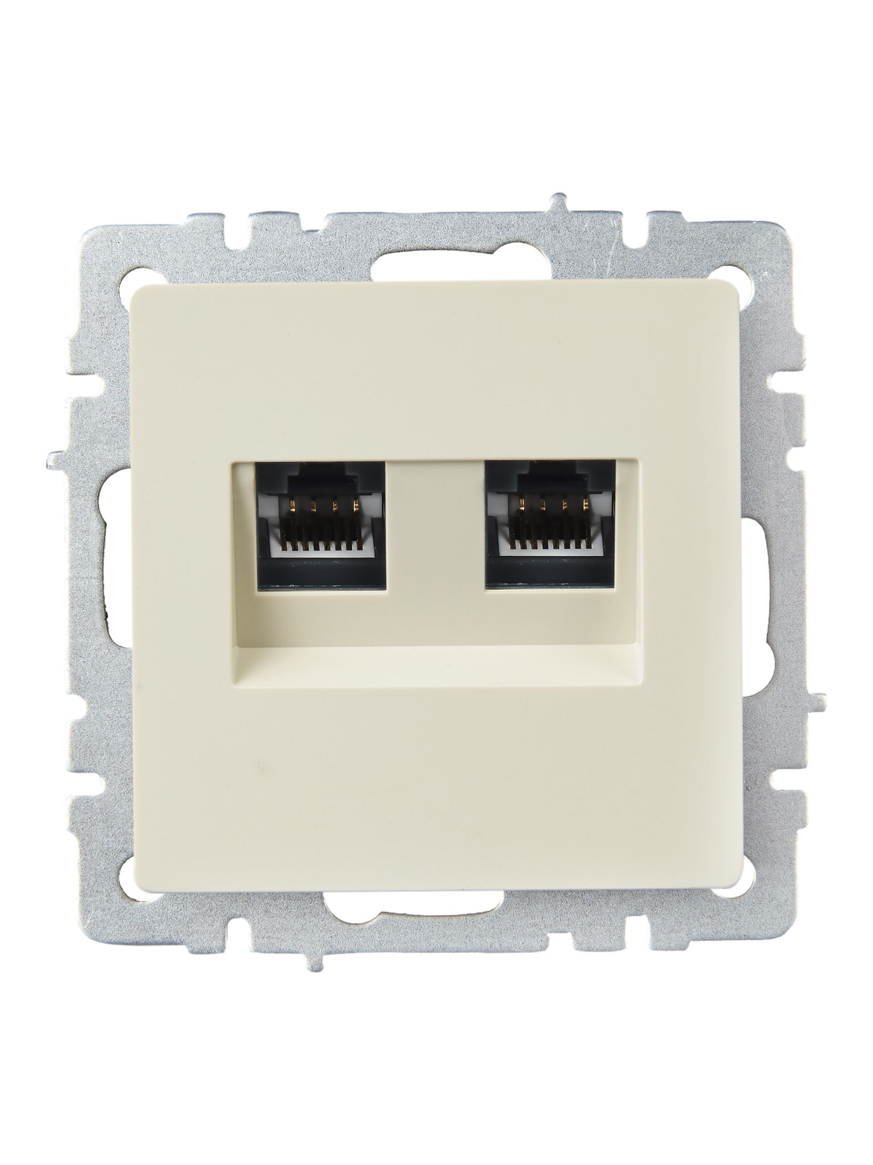 BRITE Розетка двойная RJ11+RJ45 кат.5E РК/Т12-БрКр бежевый IEK — фото
