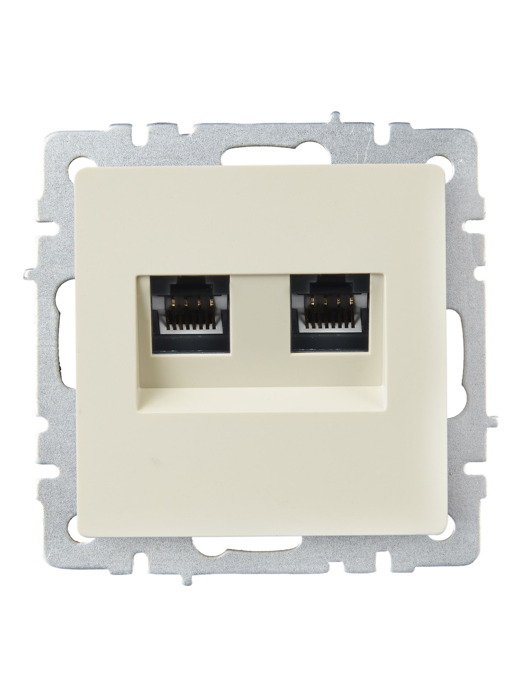 BRITE Розетка компьютерная двойная RJ45 кат.5E РК10-2-БрКр бежевый IEK — фото