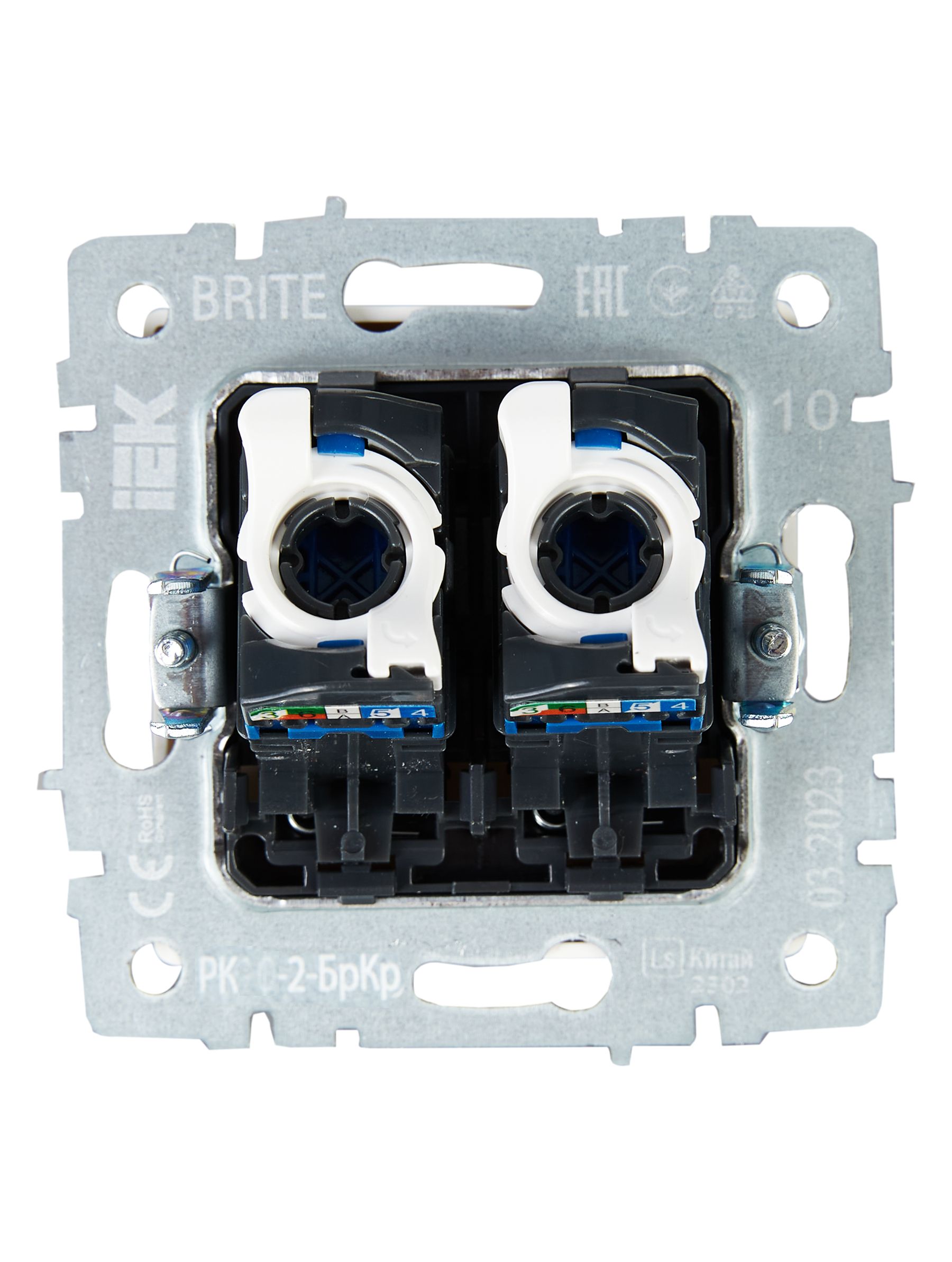 BRITE Розетка компьютерная двойная RJ45 кат.5E РК10-2-БрКр бежевый IEK — фото