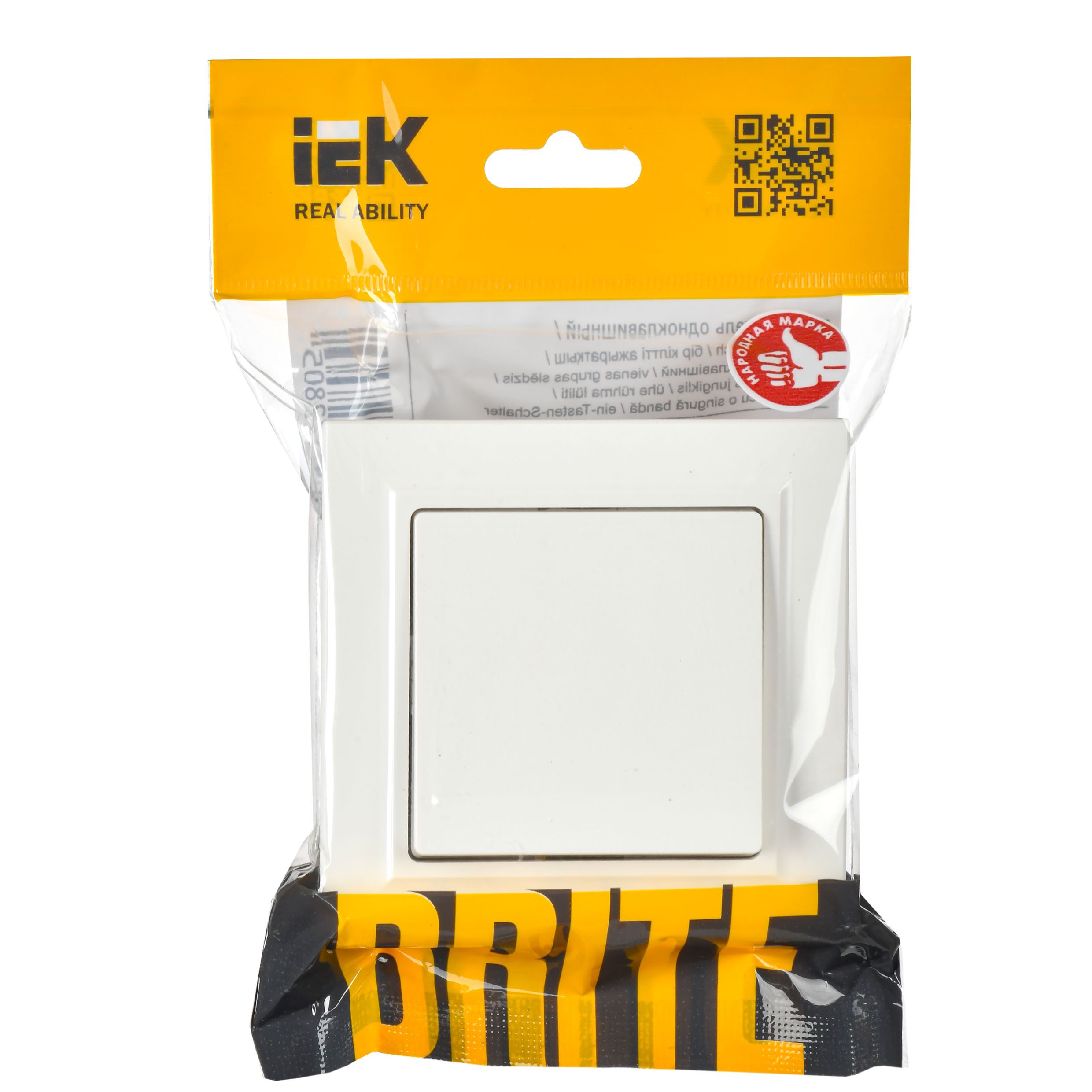 BRITE Выключатель 1-клавишный 10А в сборе ВСР10-1-0-БрБ белый IEK — фото