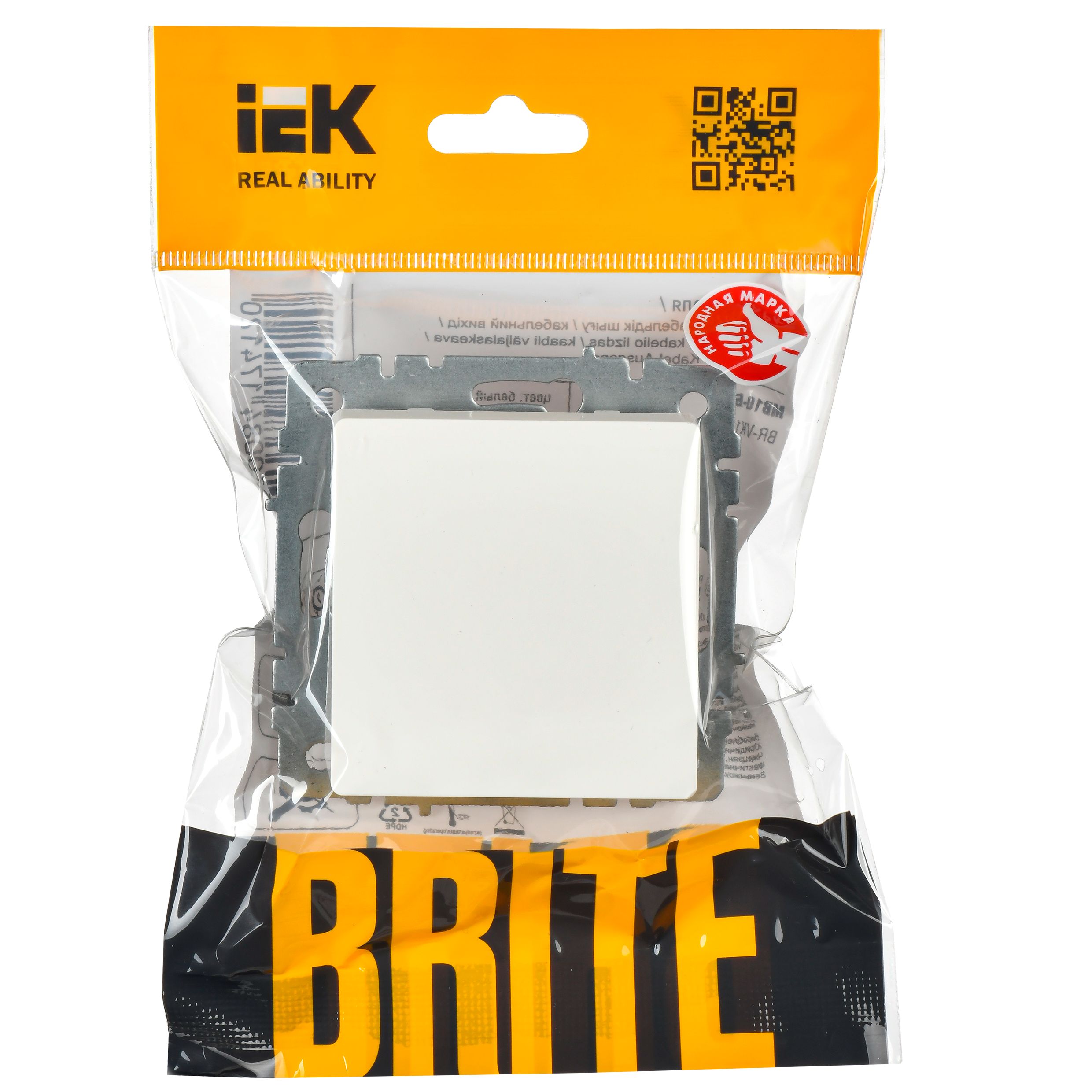 BRITE Выключатель 1-клавишный перекрестный 10А ВС10-1-3-БрБ белый IEK — фото