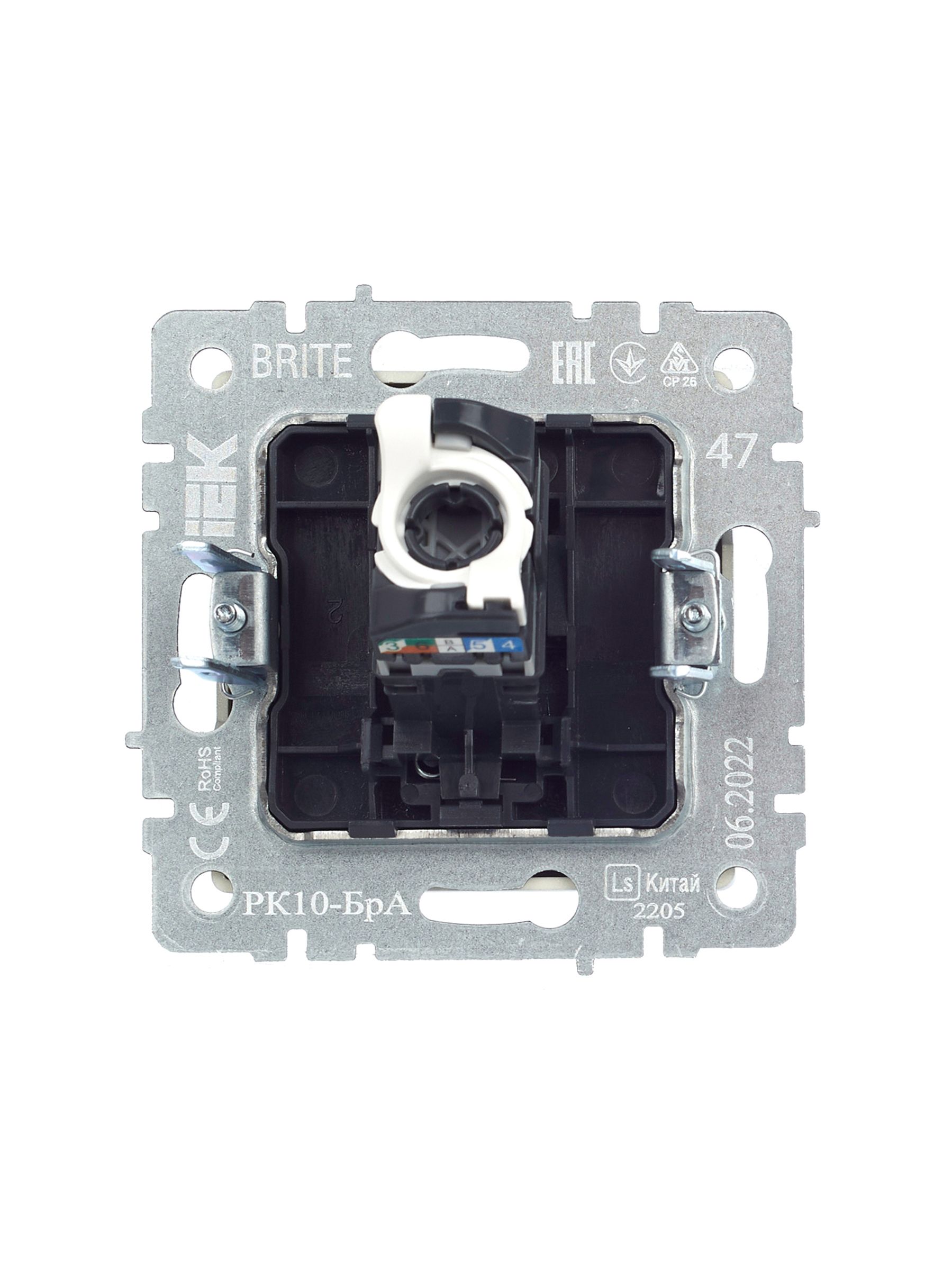 BRITE Розетка компьютерная RJ45 кат.5E РК10-БрА алюминий IEK — фото