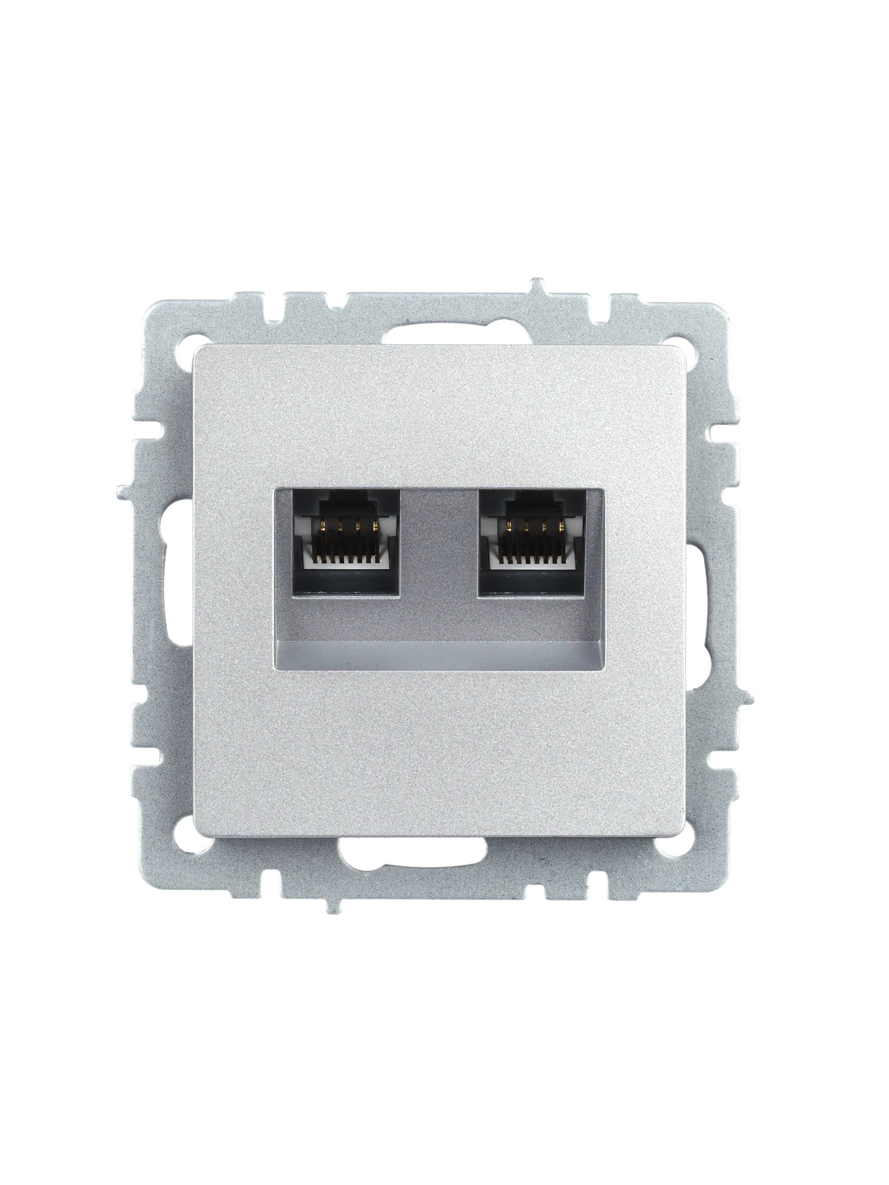 BRITE Розетка двойная RJ11+RJ45 кат.5E РК/Т12-БрА алюминий IEK — фото