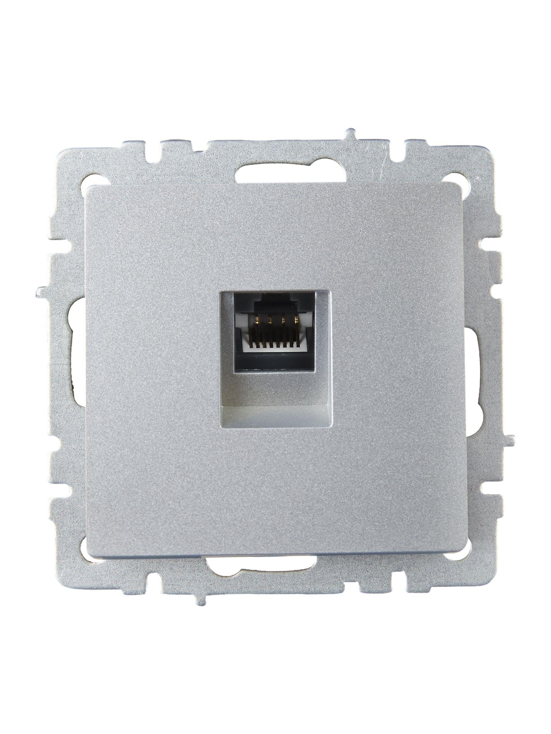BRITE Розетка компьютерная RJ45 кат.6 РК11-БрА алюминий IEK — фото