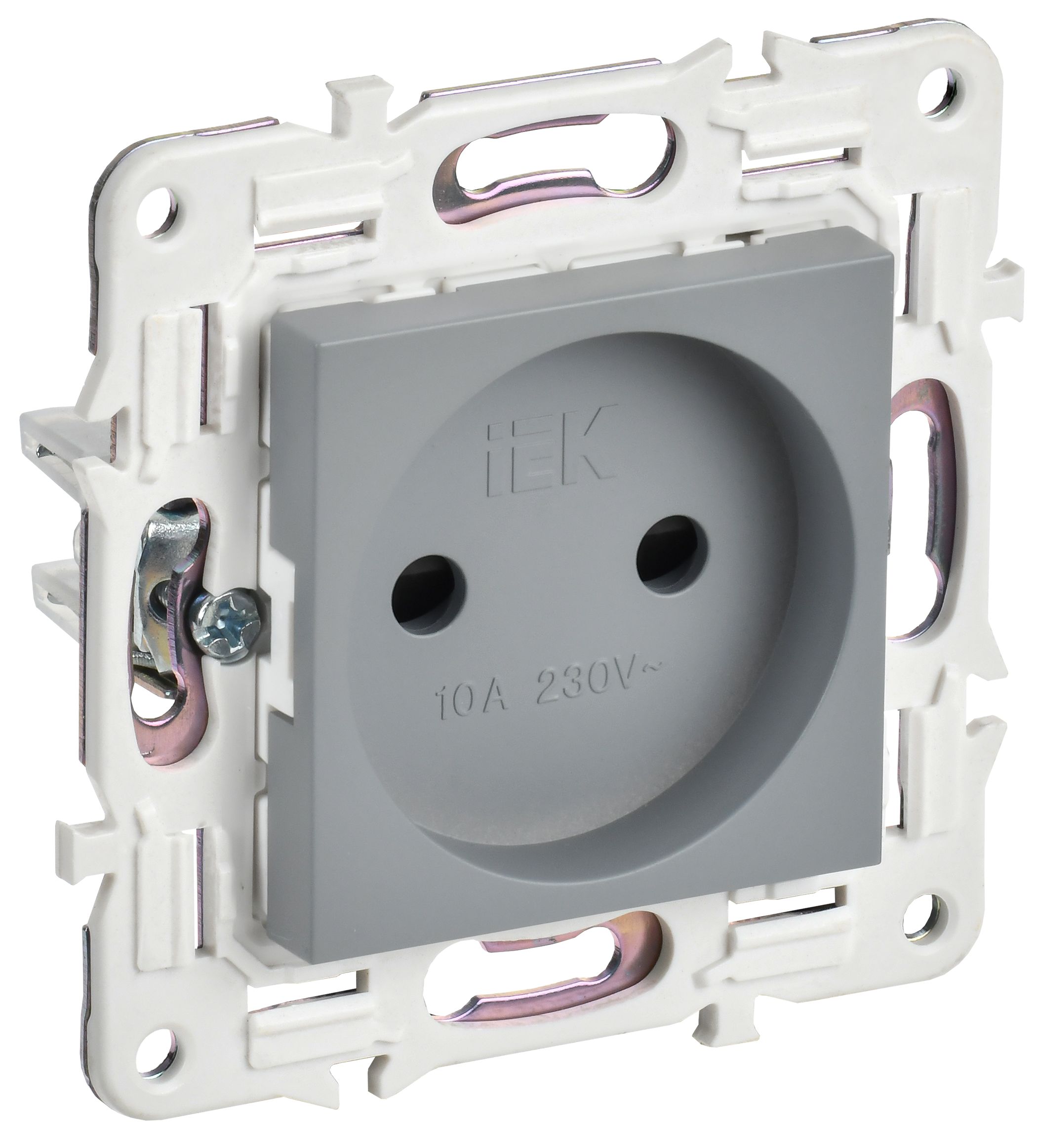 SKANDY Розетка без заземления с защитными шторками 10А SK-R01Gr серый IEK — фото