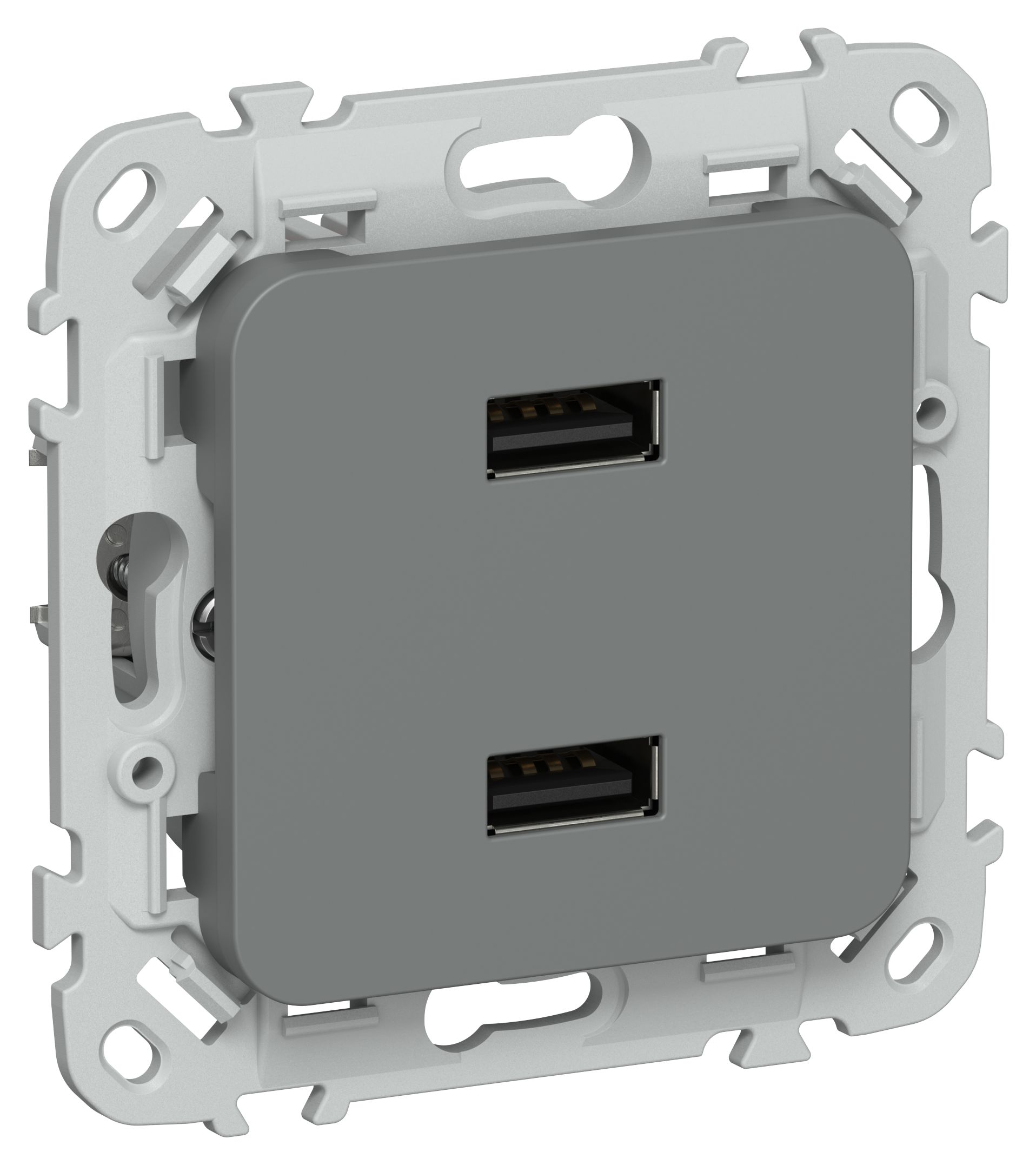 FLITE Розетка USB A+A 2,1А РЮ-2-ФлМА мокрый асфальт IEK