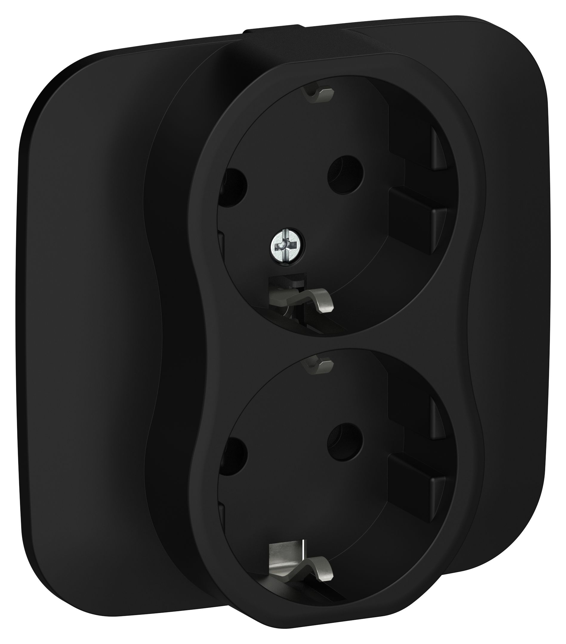 FLITE Розетка 2-местная с заземлением без защитных шторок безвинтовое крепление 16А РС12-1-А-ФлЧ черный IEK — фото