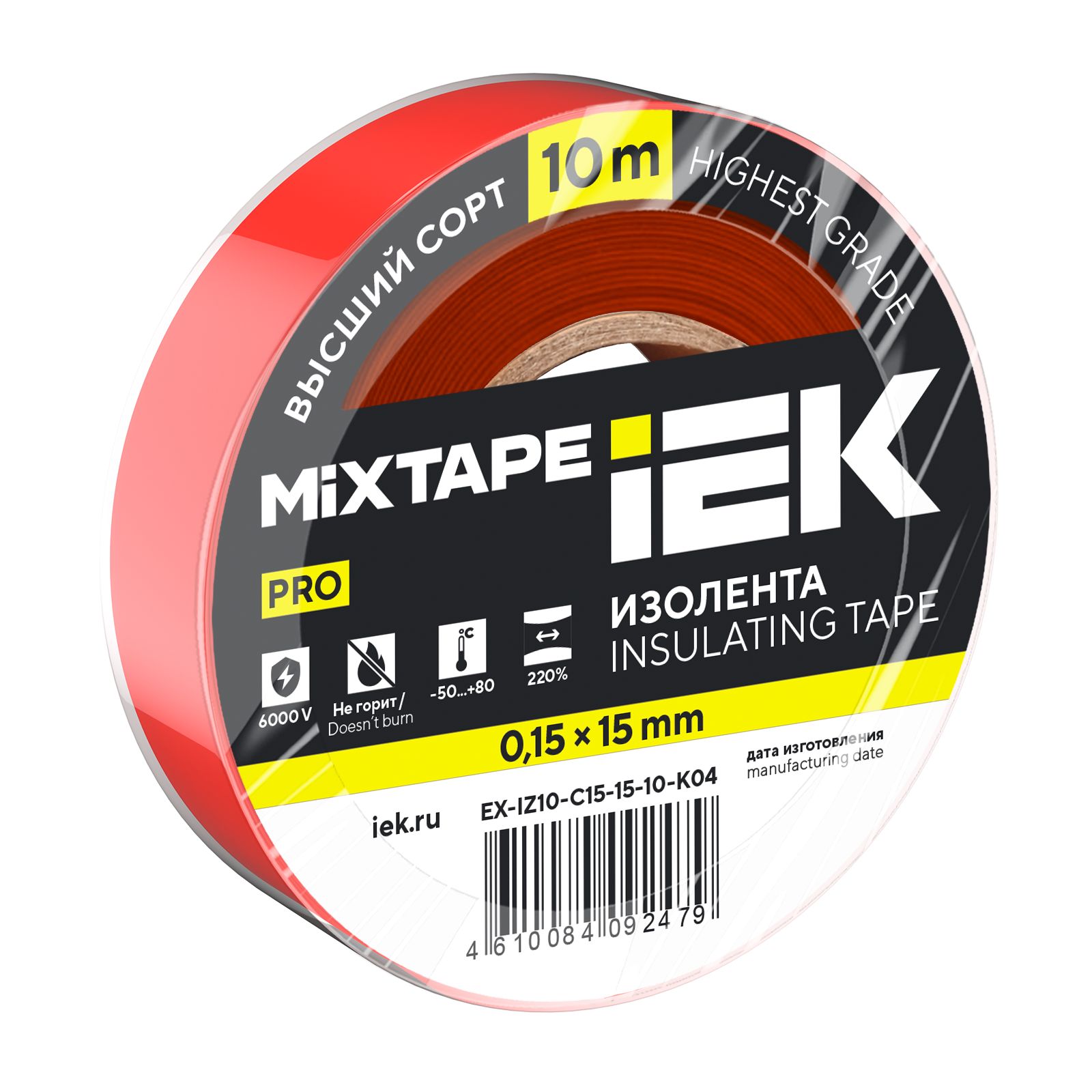 MIXTAPE PRO Изолента 0,15х15мм красная 10м IEK