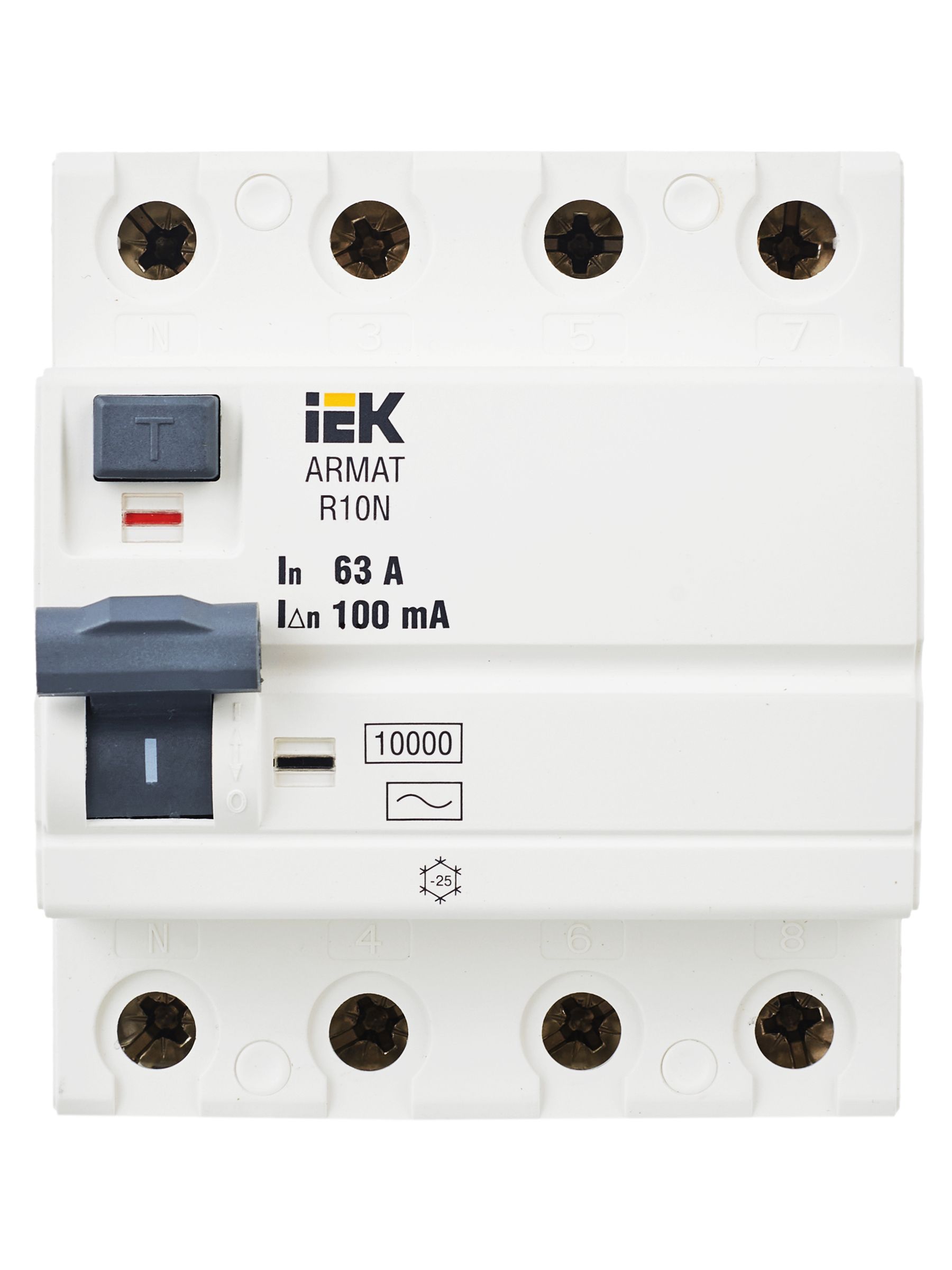 ARMAT Выключатель дифференциального тока R10N 4P 63А 100мА тип AC IEK — фото