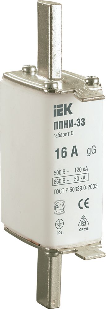 Плавкая вставка предохранителя ППНИ-33 габарит 0 16А IEK