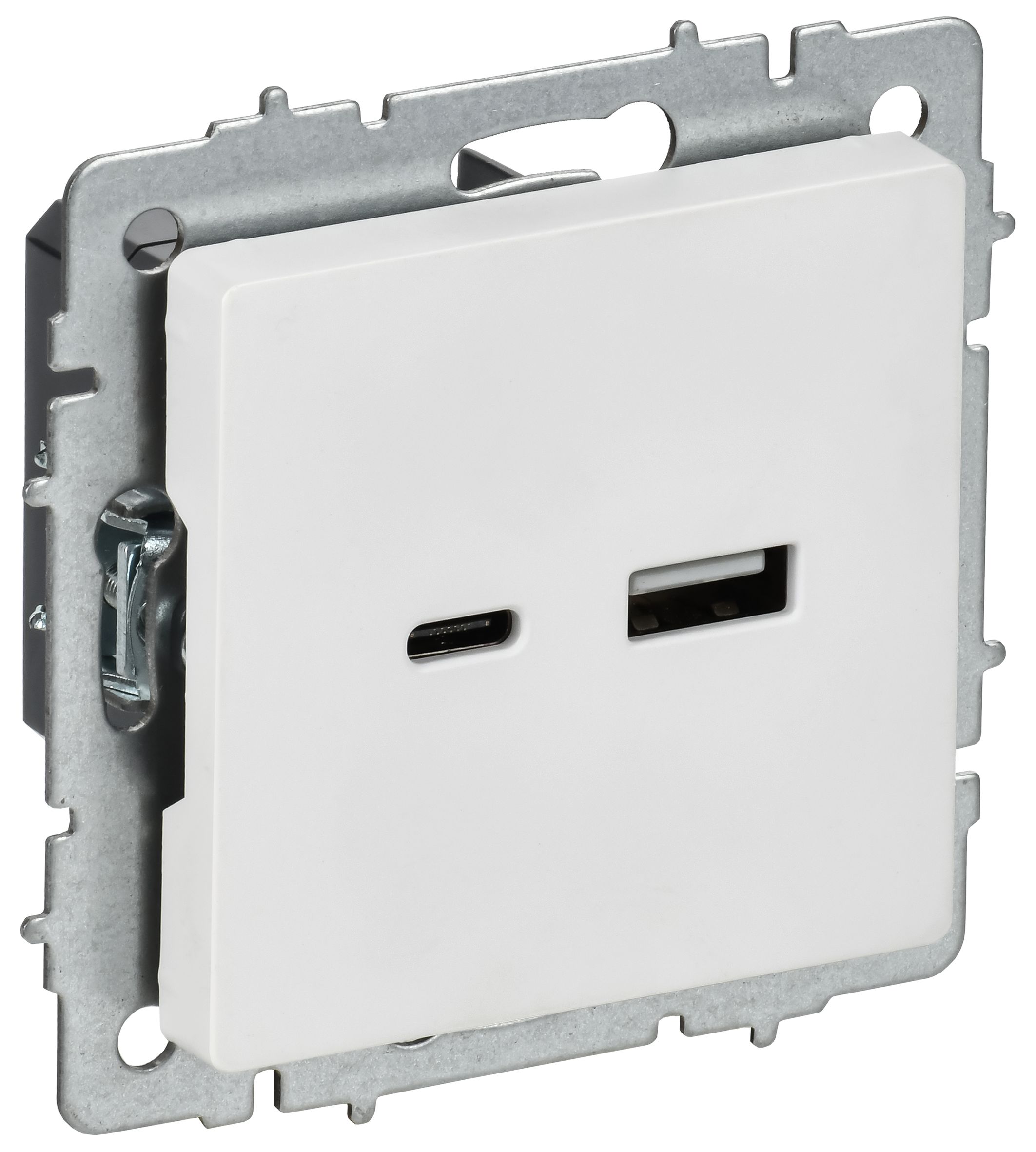 BRITE Розетка USB A+C 18Вт РЮ11-1-БрАБ арктический белый IEK — фото