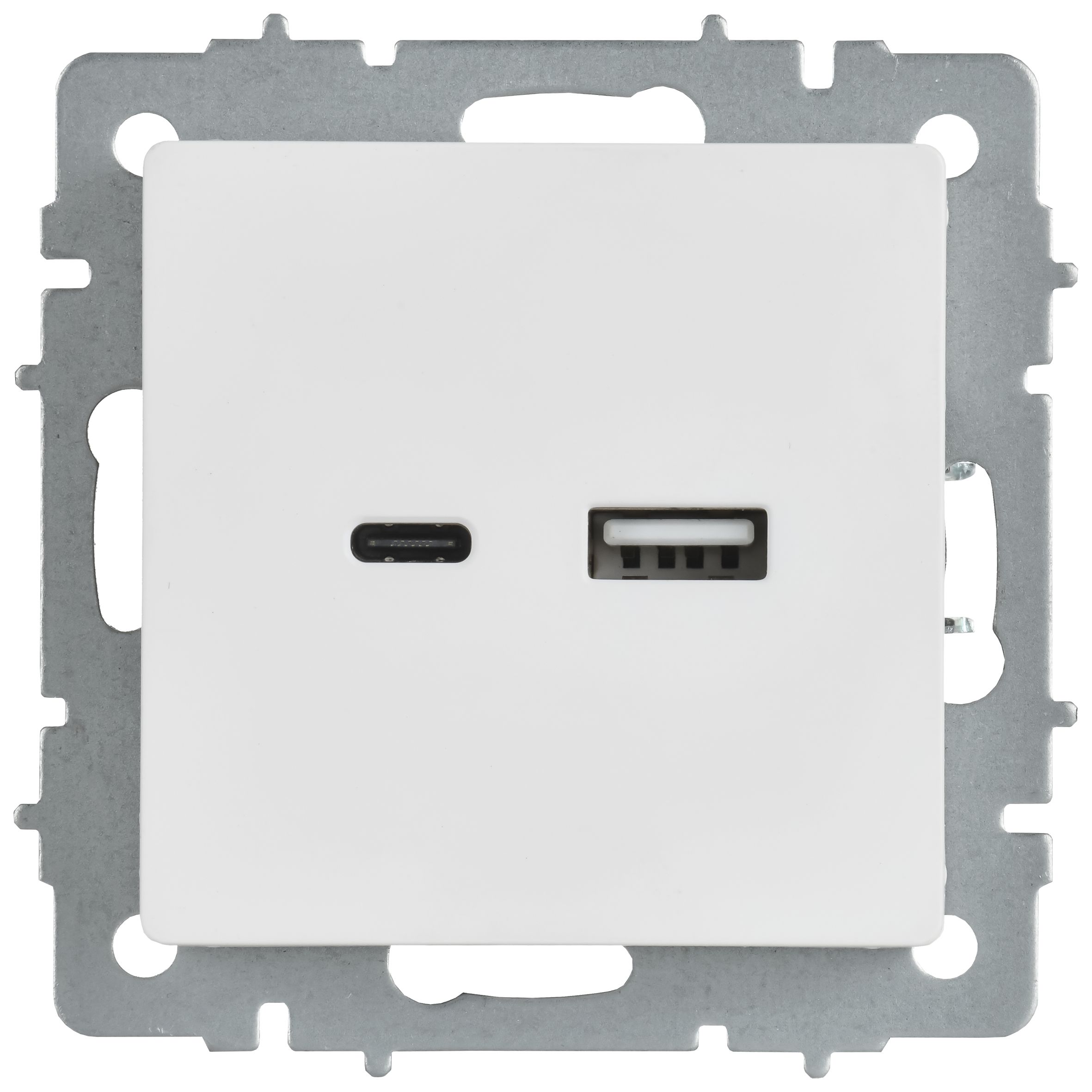BRITE Розетка USB A+C 18Вт РЮ11-1-БрАБ арктический белый IEK — фото