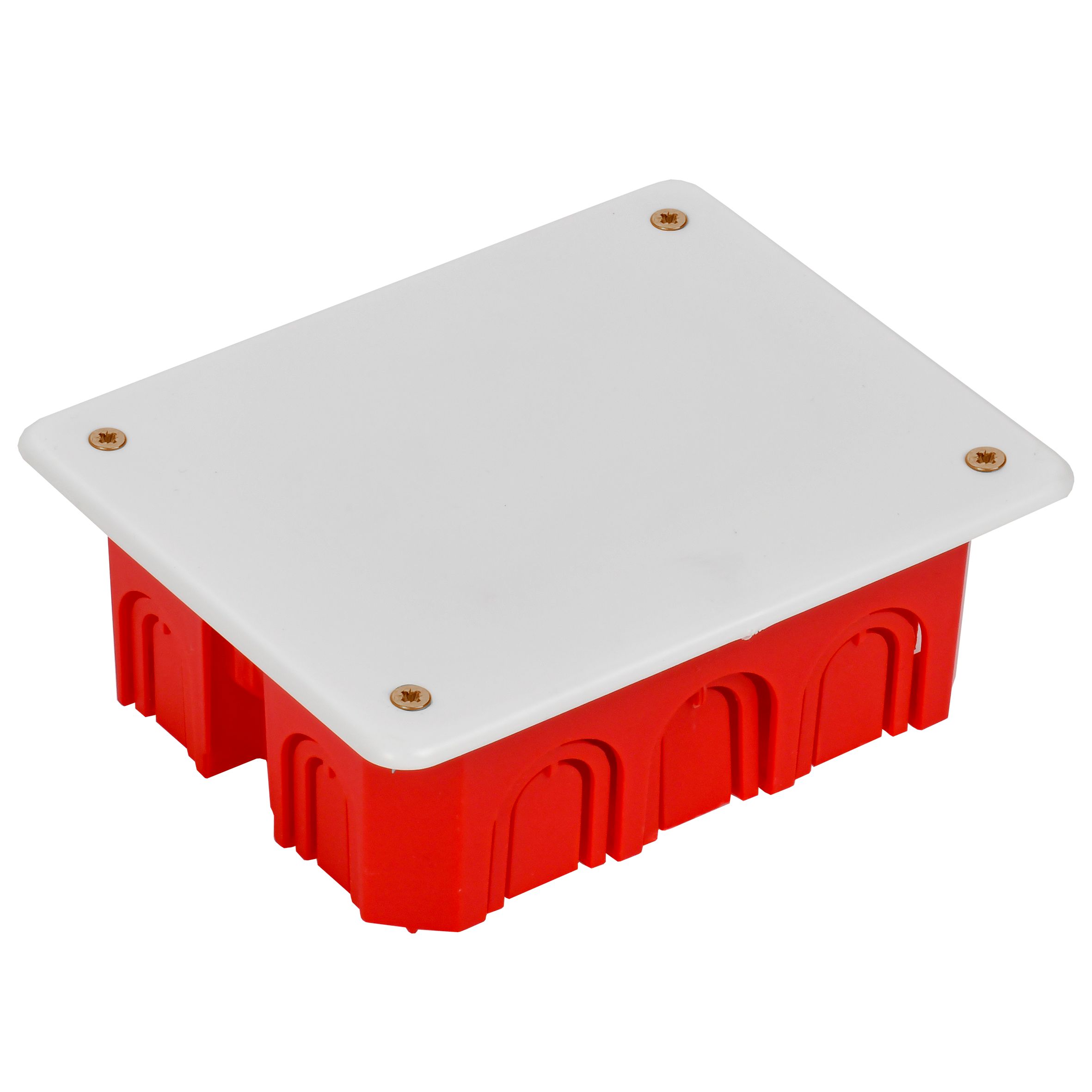 Коробка распаячная КМ41028 для полых стен безгалогенная (HF) 120х92х45мм с саморезами с крышкой и пластиковыми лапками IEK — фото