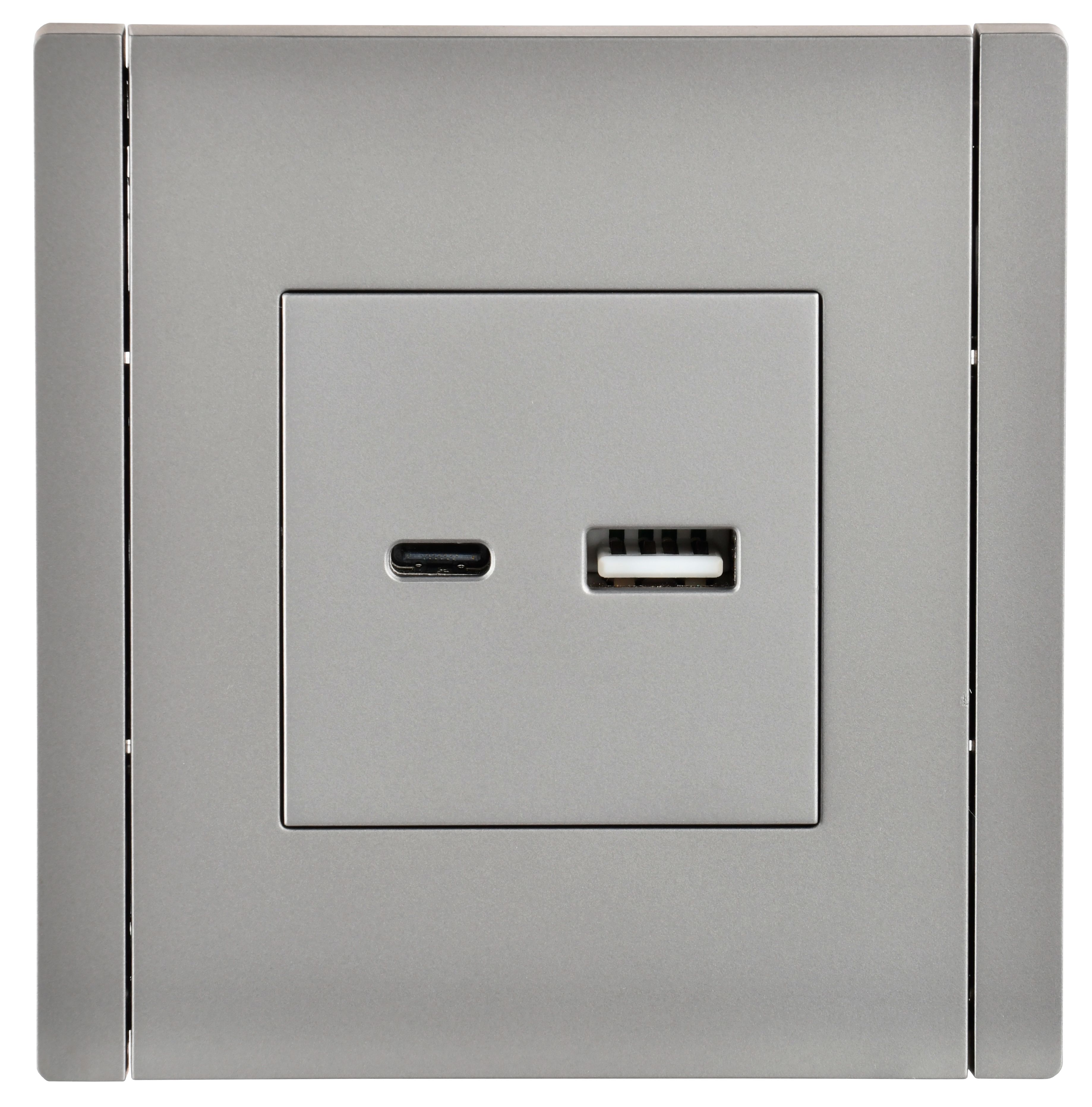 FORTE&PIANO Розетка USB A+C 3,1А FP550 сталь IEK — фото