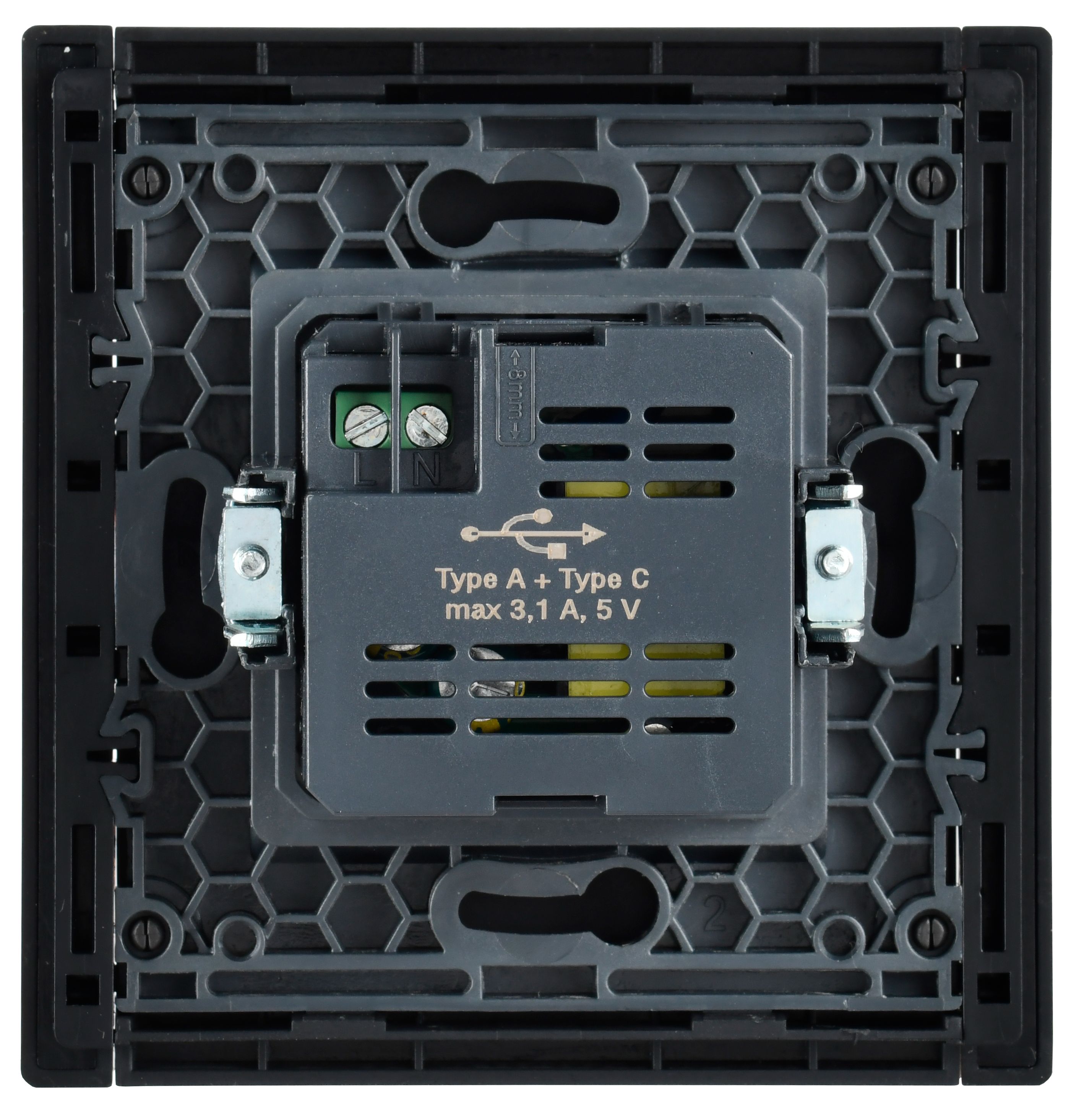 FORTE&PIANO Розетка USB A+C 3,1А FP550 сталь IEK — фото