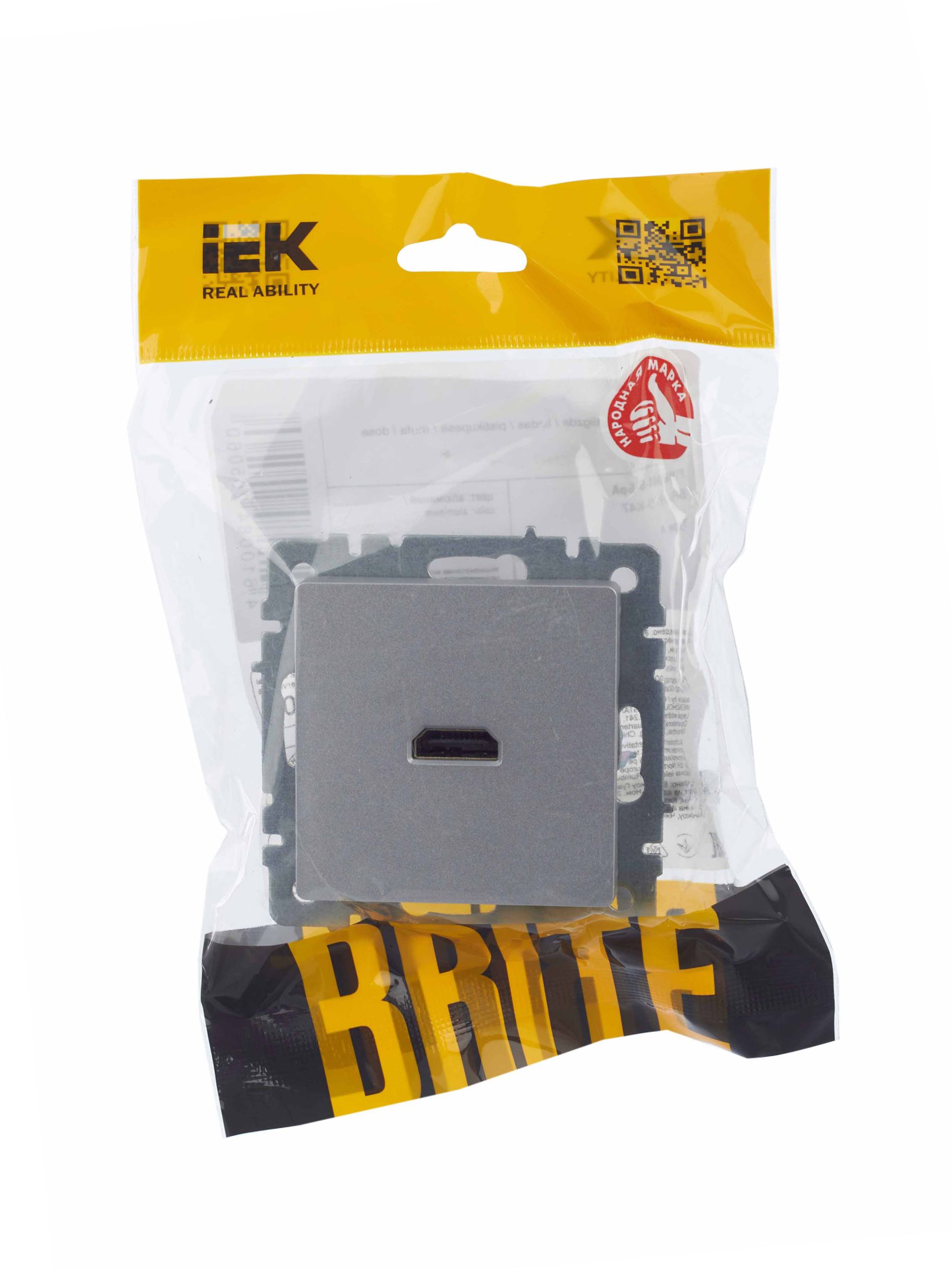 BRITE Розетка HDMI РHDMI-0-БрА алюминий IEK — фото