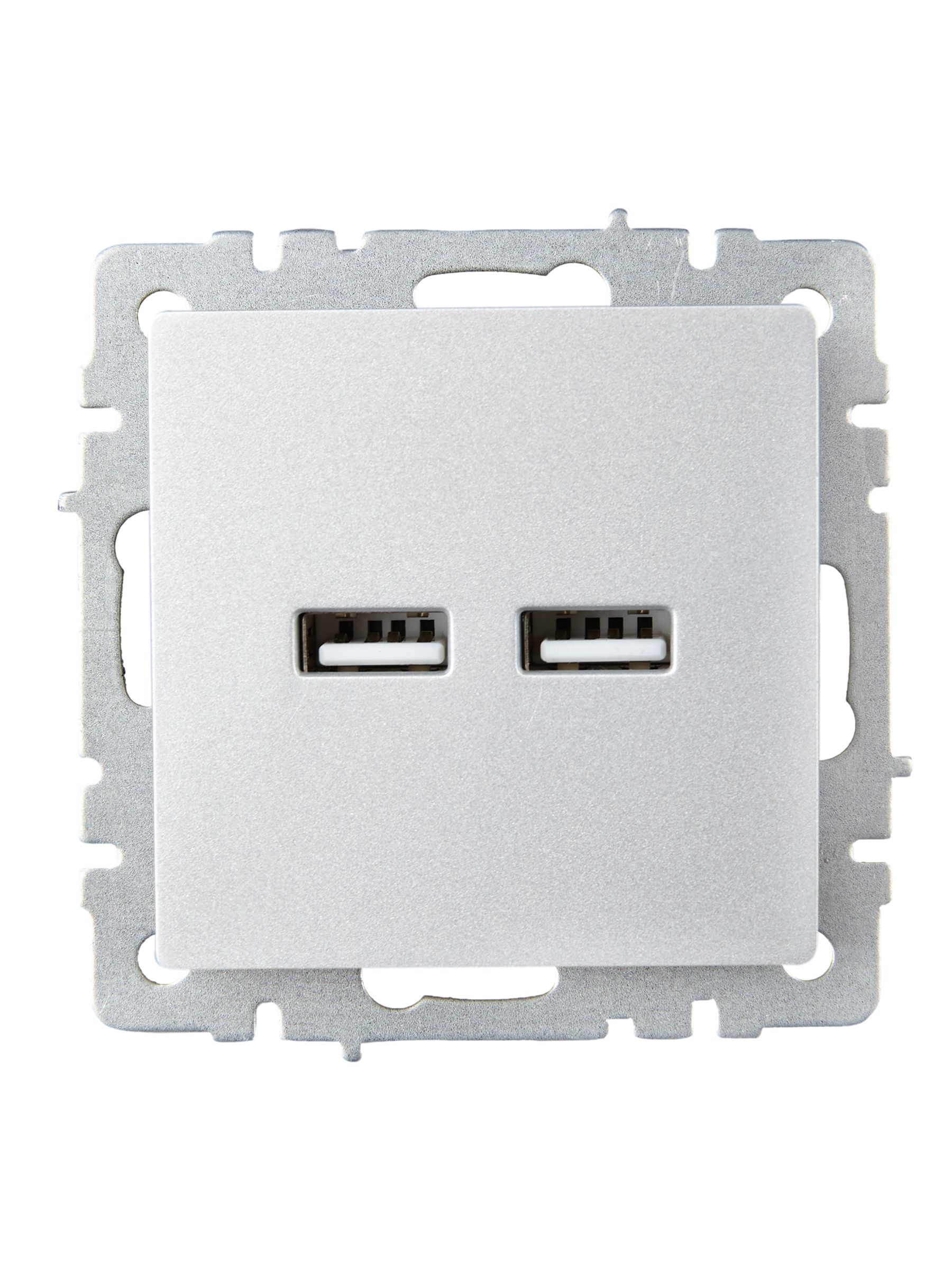BRITE Розетка USB A+A 5В 3,1А РЮ10-1-БрА алюминий IEK — фото