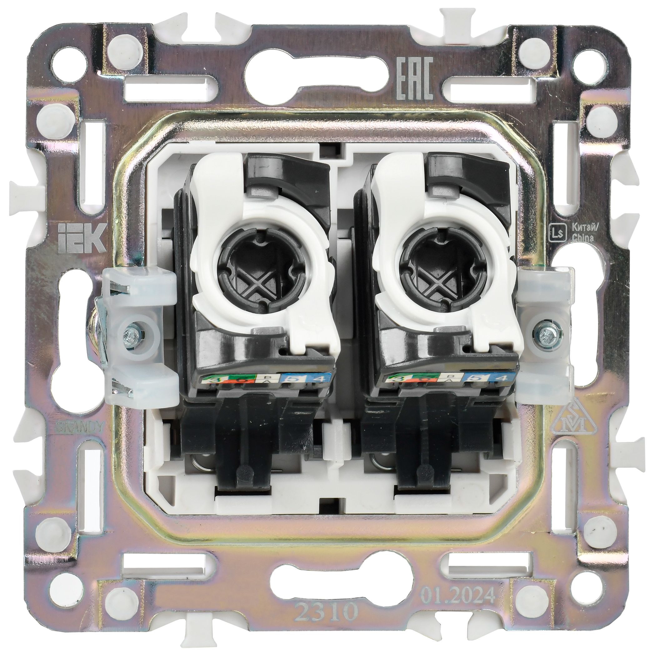 SKANDY Розетка компьютерная двойная RJ45 кат.5E SK-K03Bl черный IEK — фото