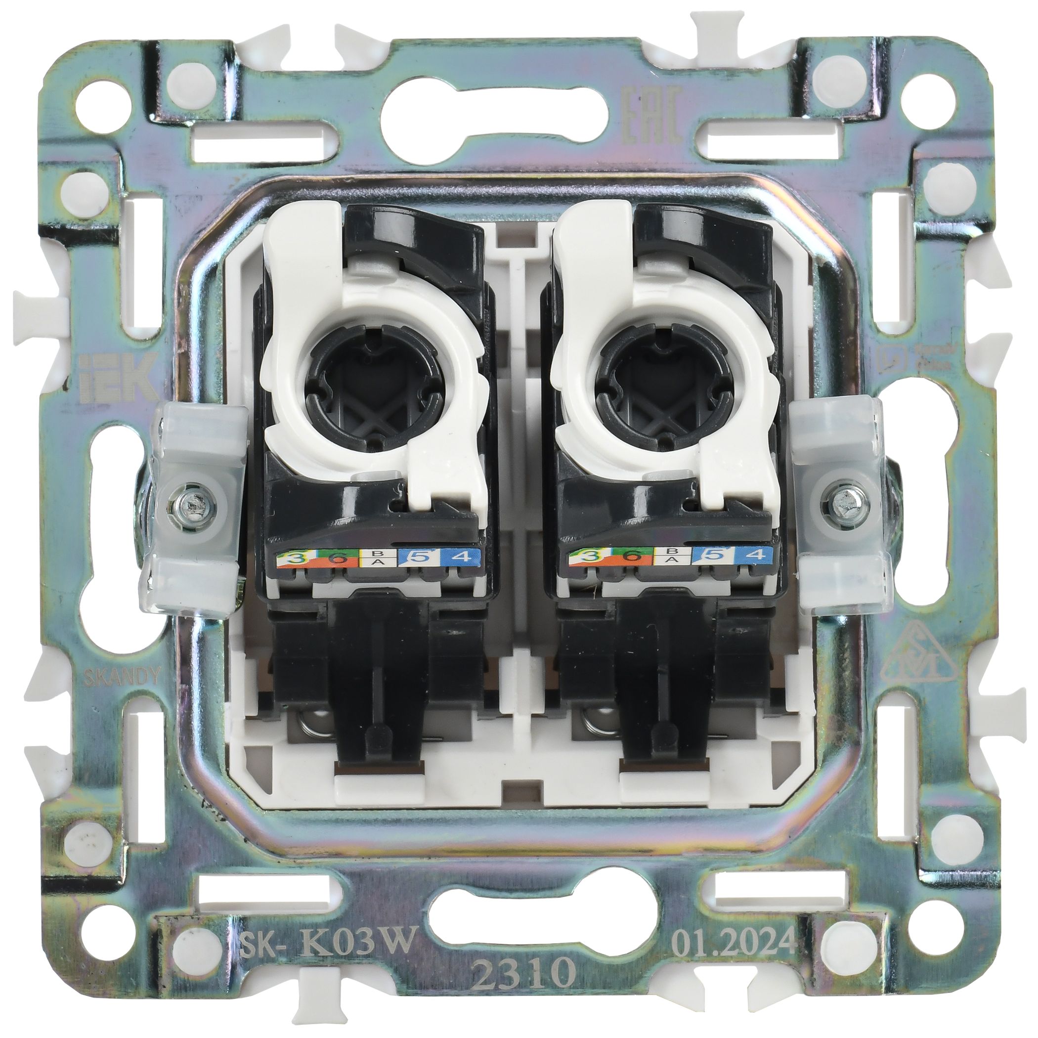 SKANDY Розетка компьютерная двойная RJ45 кат.5E SK-K03W арктический белый IEK — фото