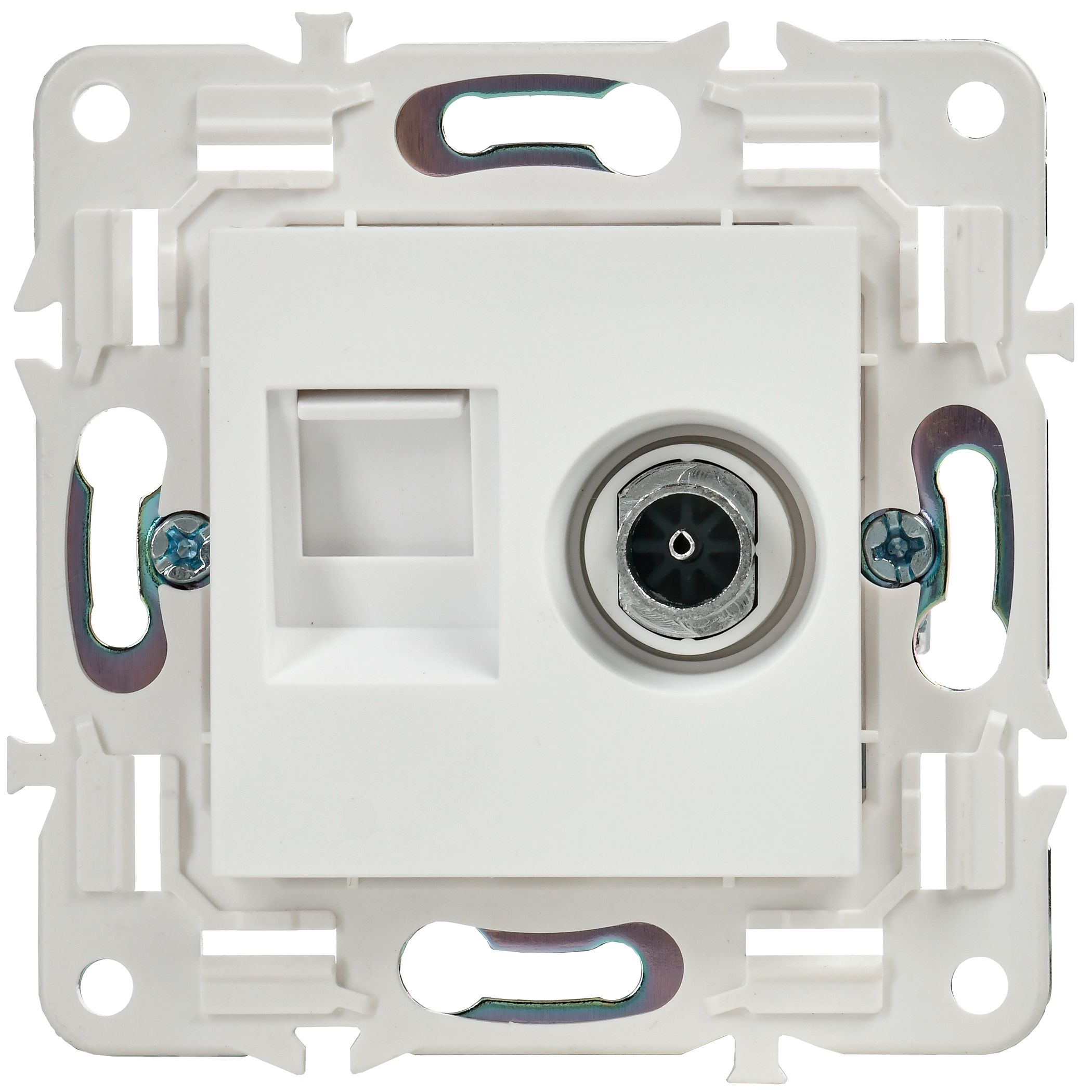 SKANDY Розетка двойная TV+RJ45 кат.5E SK-A14W арктический белый IEK — фото