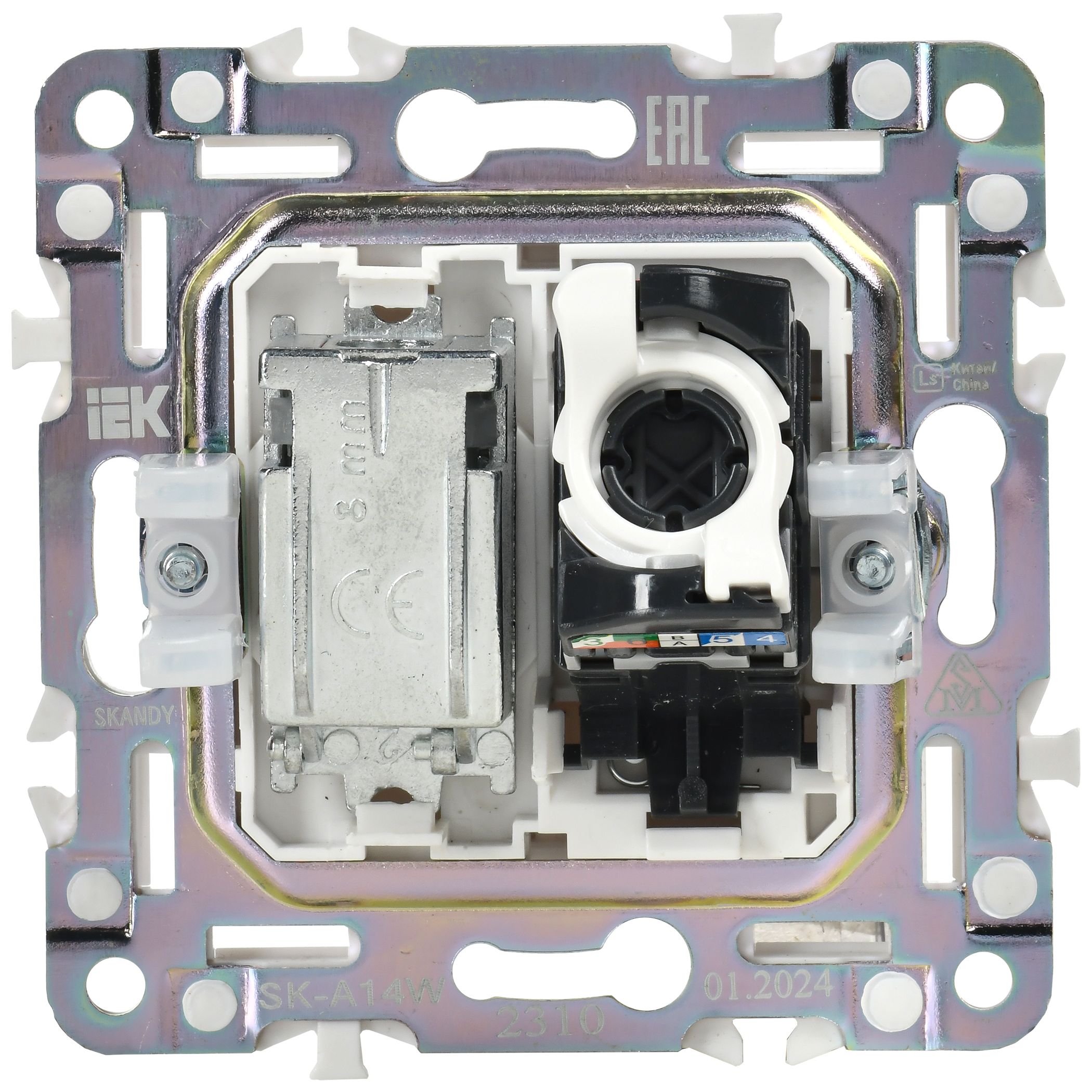 SKANDY Розетка двойная TV+RJ45 кат.5E SK-A14W арктический белый IEK — фото