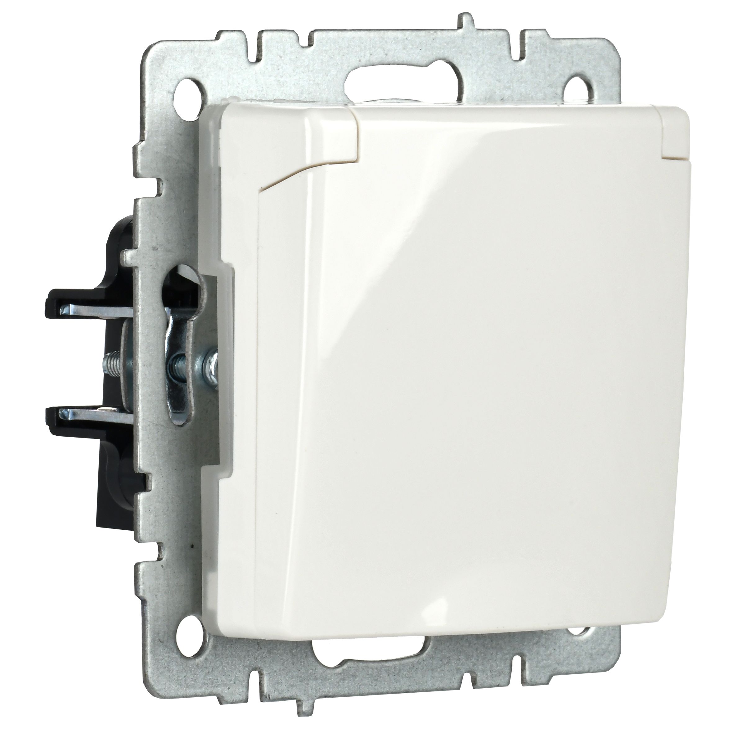 BRITE Розетка 1-местная с заземлением с защитными шторками и крышкой 16А IP44 РСбш10-3-44-БрБ белый IEK — фото