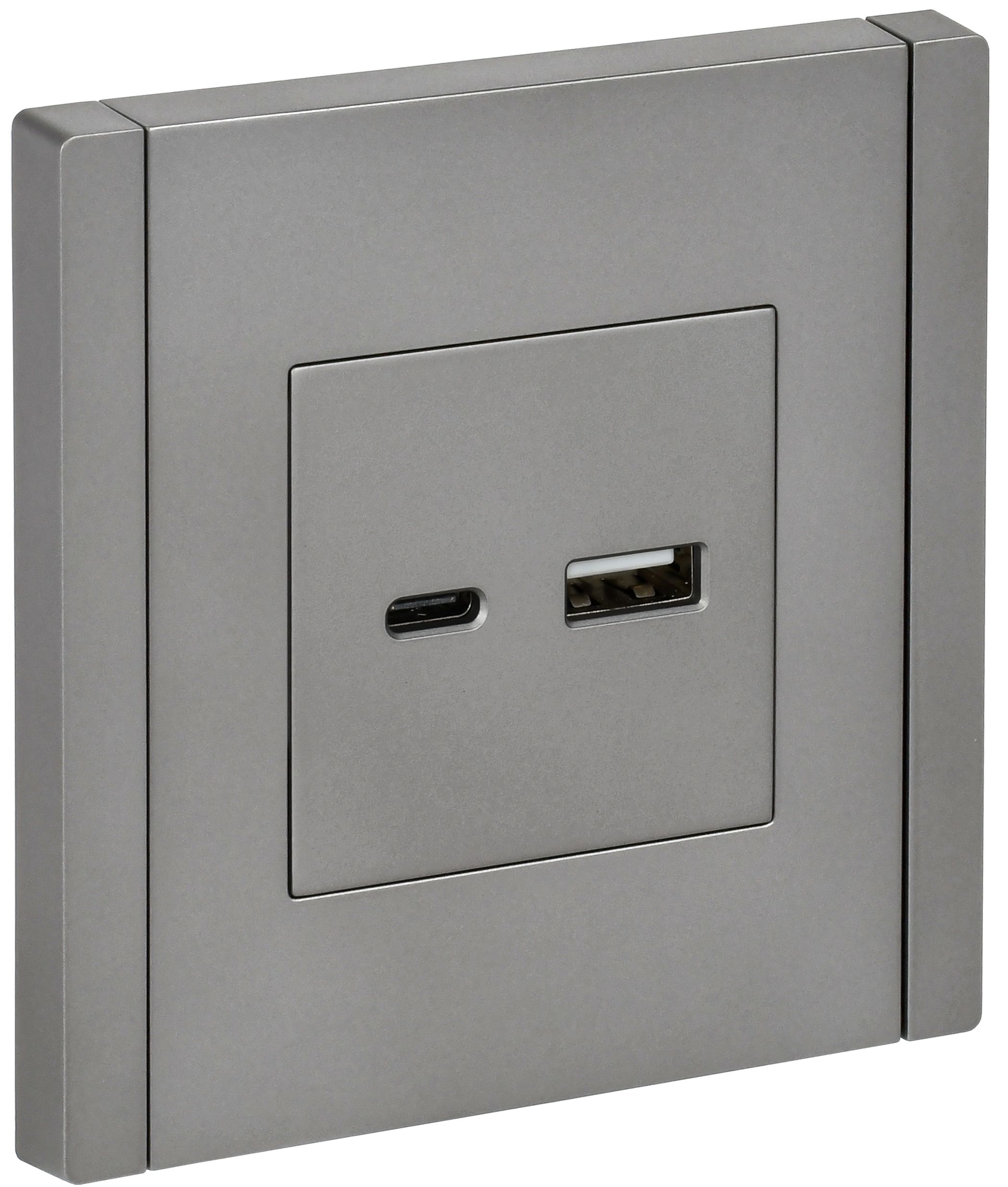 FORTE&PIANO Розетка USB A+C 18Вт FP551 сталь IEK — фото
