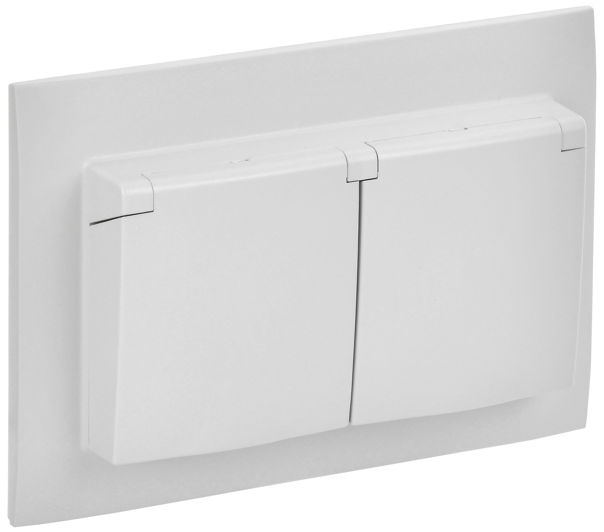 SKANDY Розетка 2-местная и крышкой 16А в сборе IP44 SK-R12W арктический белый IEK — фото