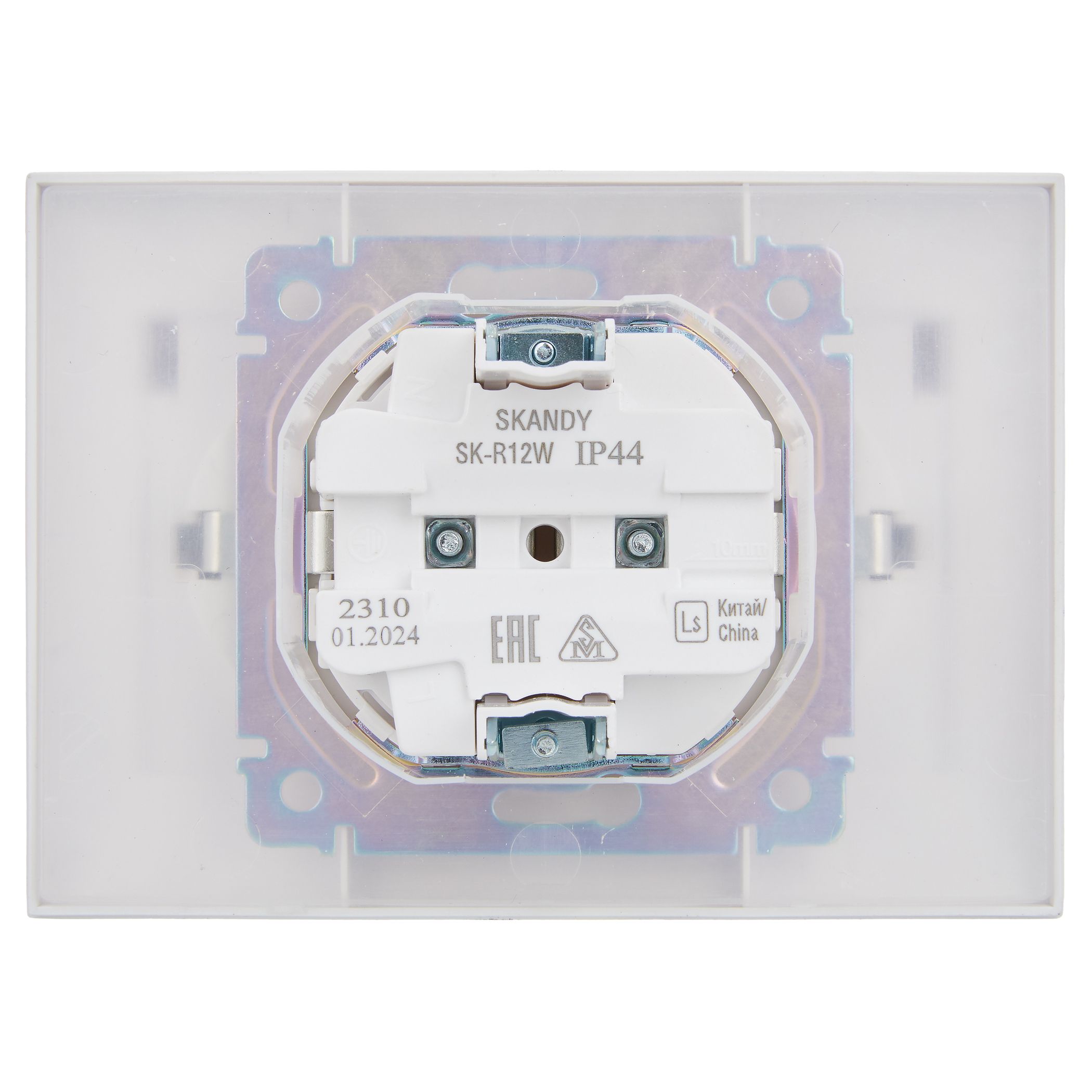SKANDY Розетка 2-местная и крышкой 16А в сборе IP44 SK-R12W арктический белый IEK — фото