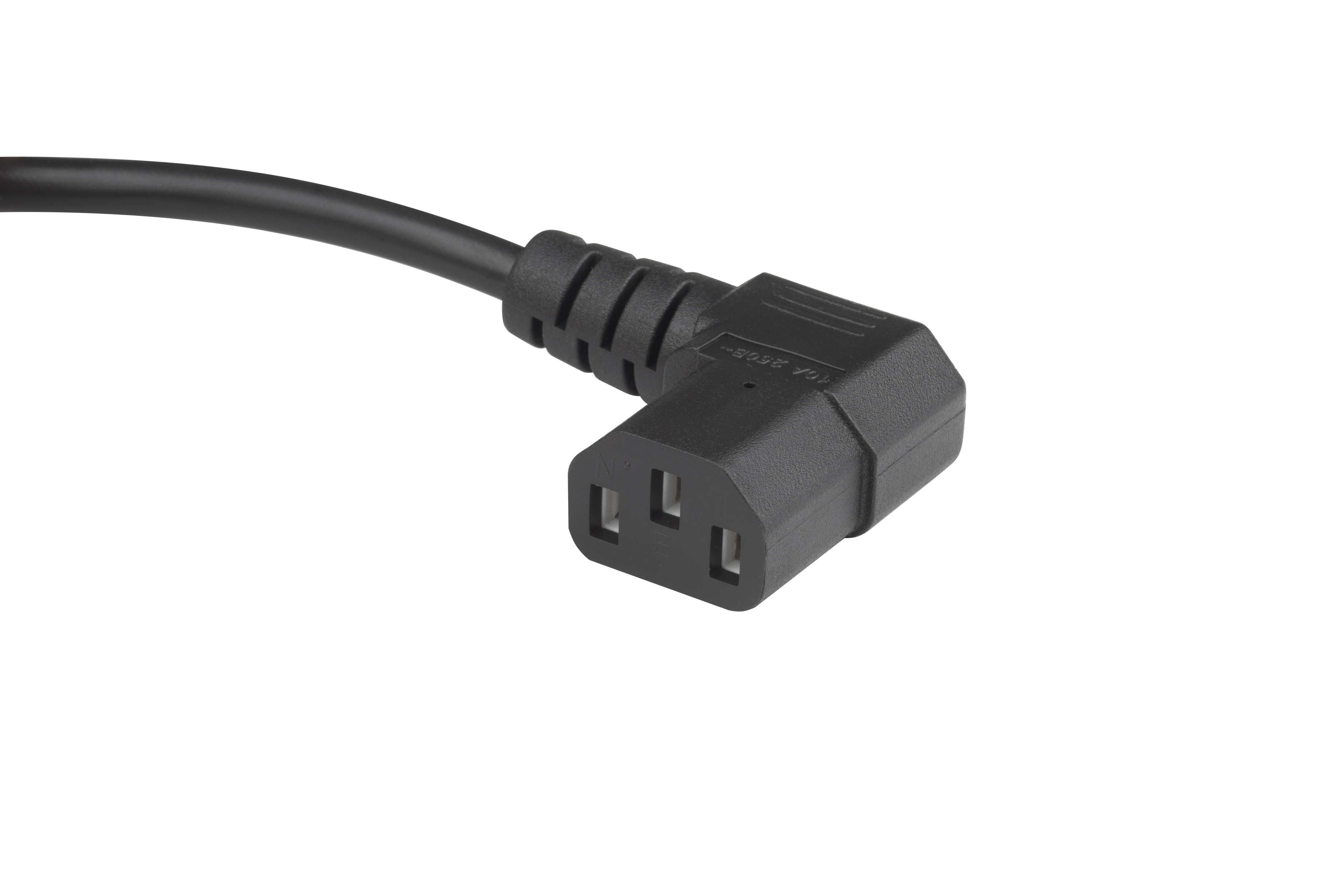 Hyperline PWC-IEC13A-IEC14-1.8-BK Кабель питания монитор-компьютер IEC 320 C13 (угловая) - IEC 320 C14 (3x0.75), 10A, прямая вилка, 1.8м, цвет черный (ПВС-АП-3*0,75-250-C13SC14-10-1,8 ГОСТ 30851.1-2002 (МЭК 60320-1:1994)) — фото