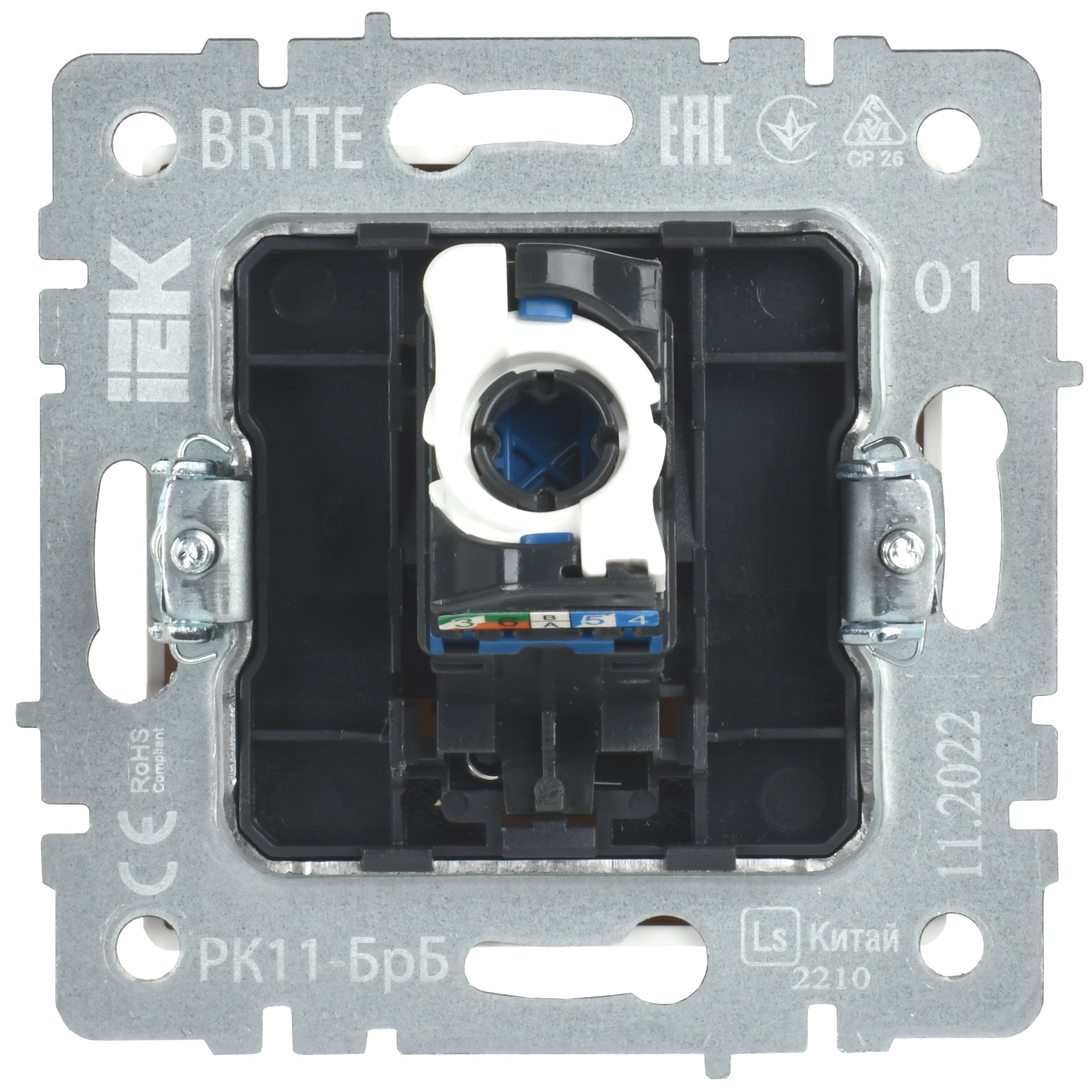 BRITE Розетка компьютерная RJ45 кат.6 РК11-БрБ белый IEK — фото